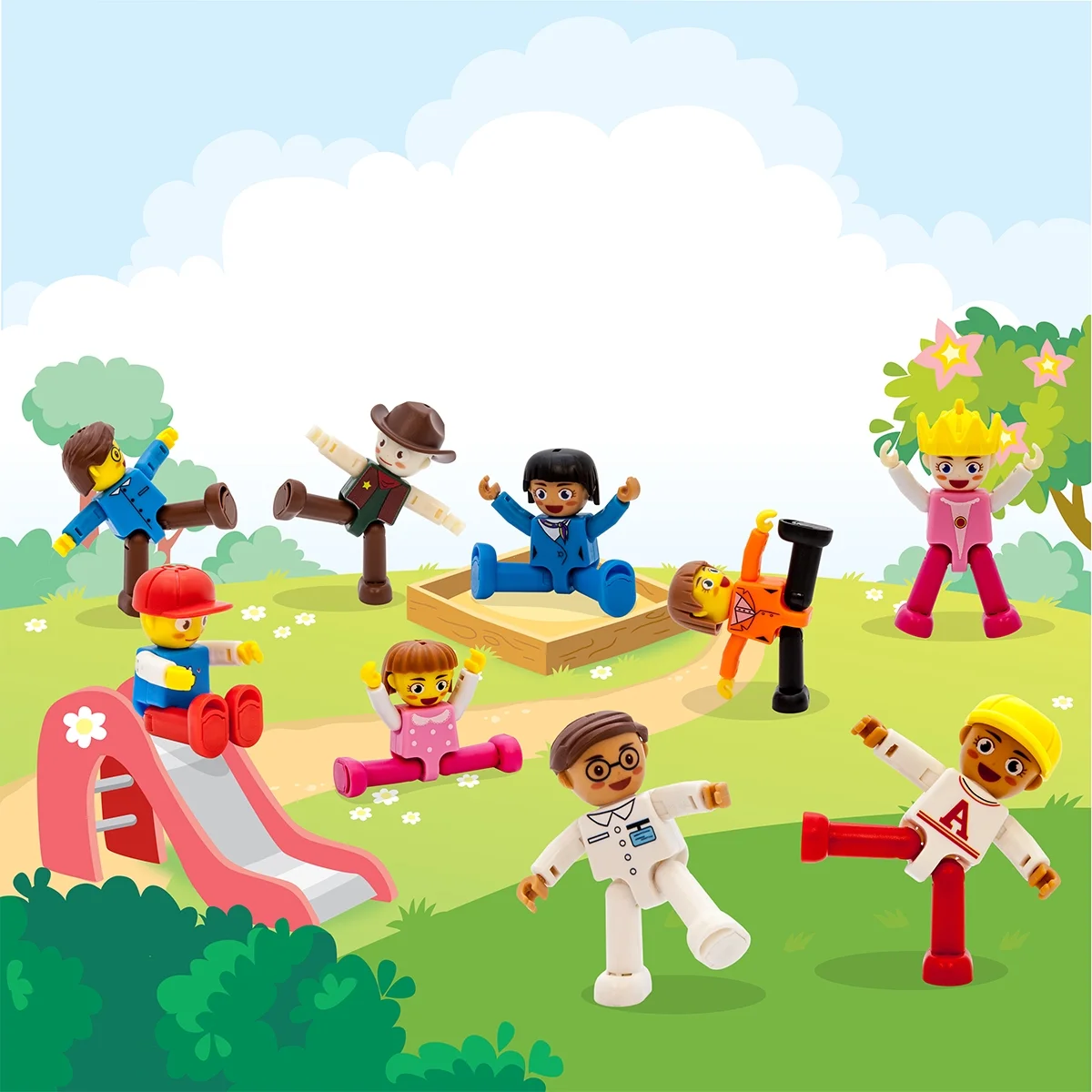 PicassoTiles 16 PC Character Set, Magnetic Tiles, Magnetic Building Blocks for Kids, Magnet for Kids 3+