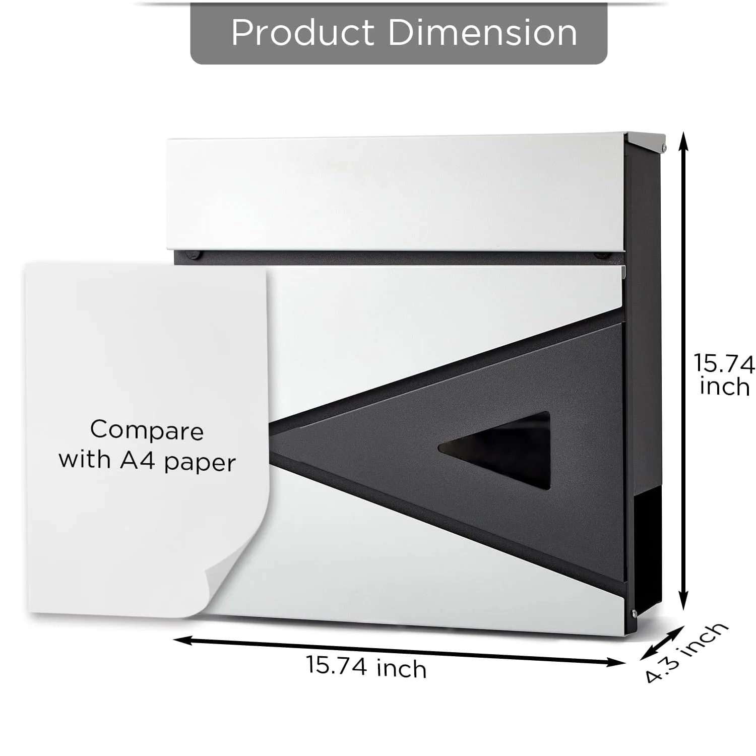 BESTLSE Wall Mount Mailbox,Large Capacity Locking Mailbox with Newspaper Holder 14.5*14.5*4.2