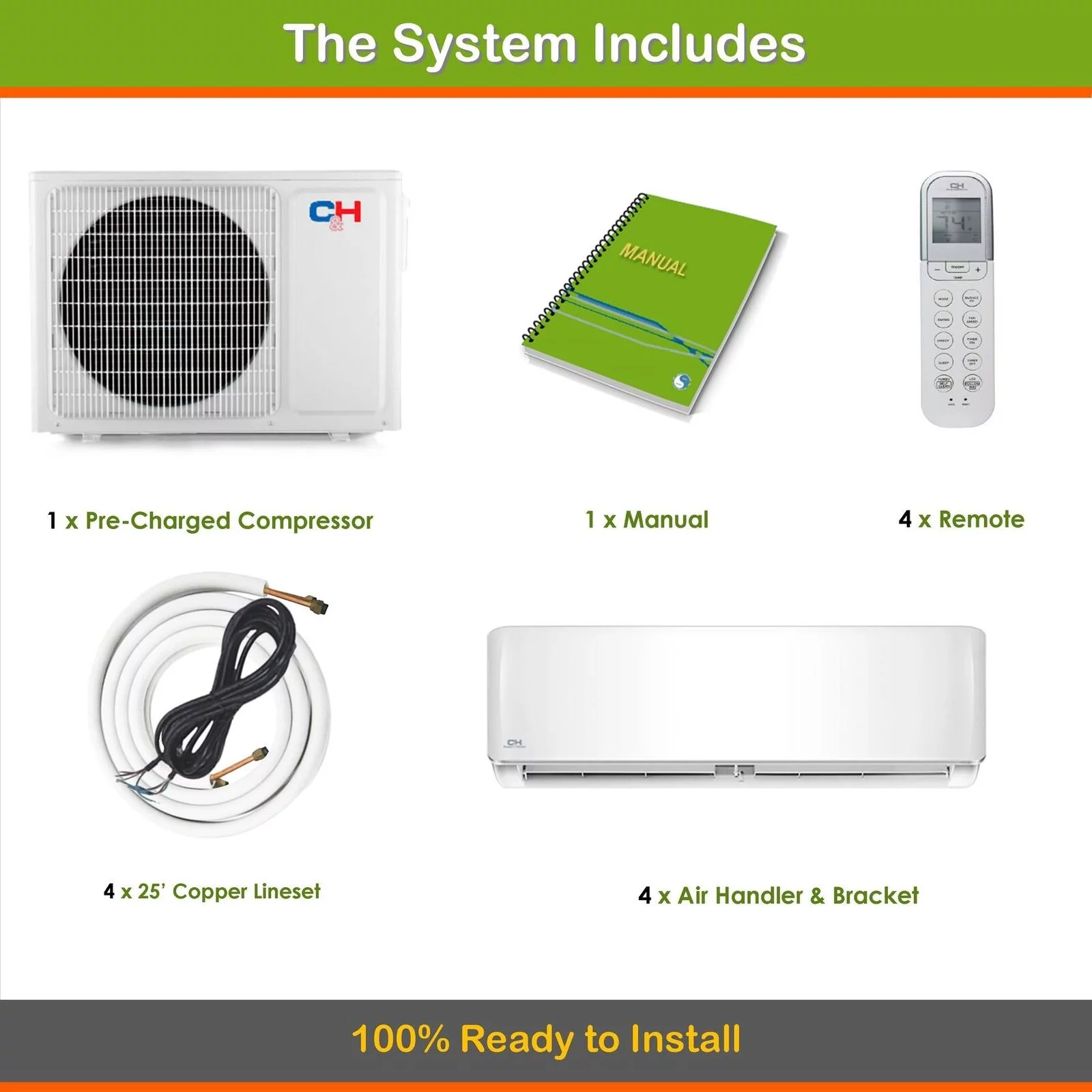 Cooper & Hunter Mini Split AC IHeat Pump Multi 4 Zone 9000 9000 12000 24000 BTU