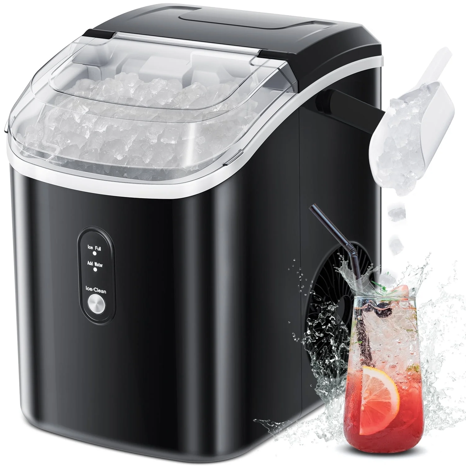 Havato Nugget Portable Ice Maker, 33lbs/24H, Self-Cleaning Function, First Choice for Home/Office/Parties - (Black)