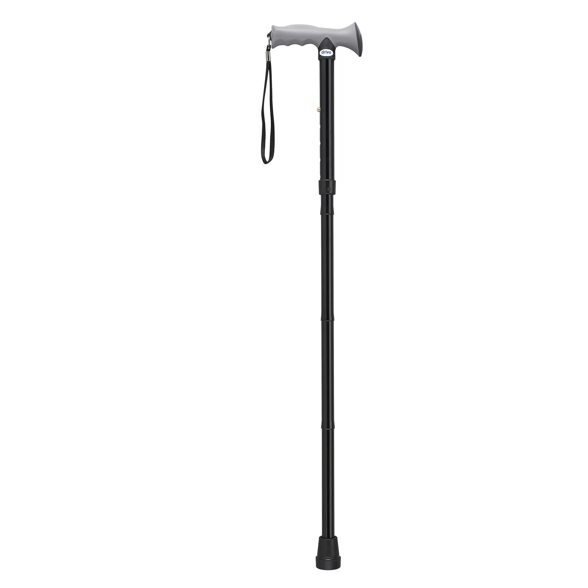 Drive Medical Adjustable Lightweight Folding Cane With Gel Hand Grip, Black