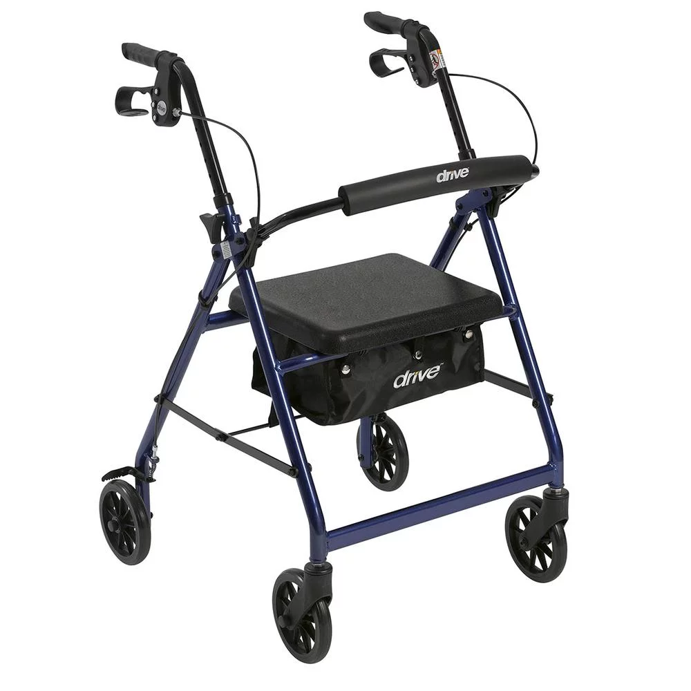 Drive 4-wheel Rollator with loop brake, blue, 1 each