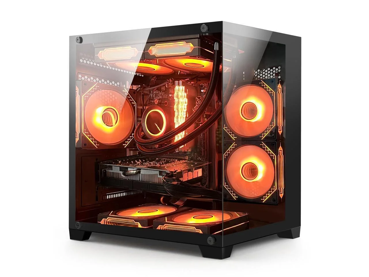Orangexin Gaming PC -AMD Ryzen 5 5600G (4.4GHz Turbo) , Radeon RX 6750 GRE 12G ,16GB DDR4 3200MHz ,1TB PCIe SSD, 240mm AIO,WiFi ,Boothblue &RGB Fans Windows 11 Pro Desktop