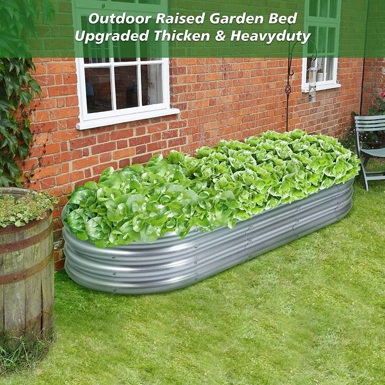 Galvanized Garden Yard Bed Elevated Raised Vegetables Flowers Planter