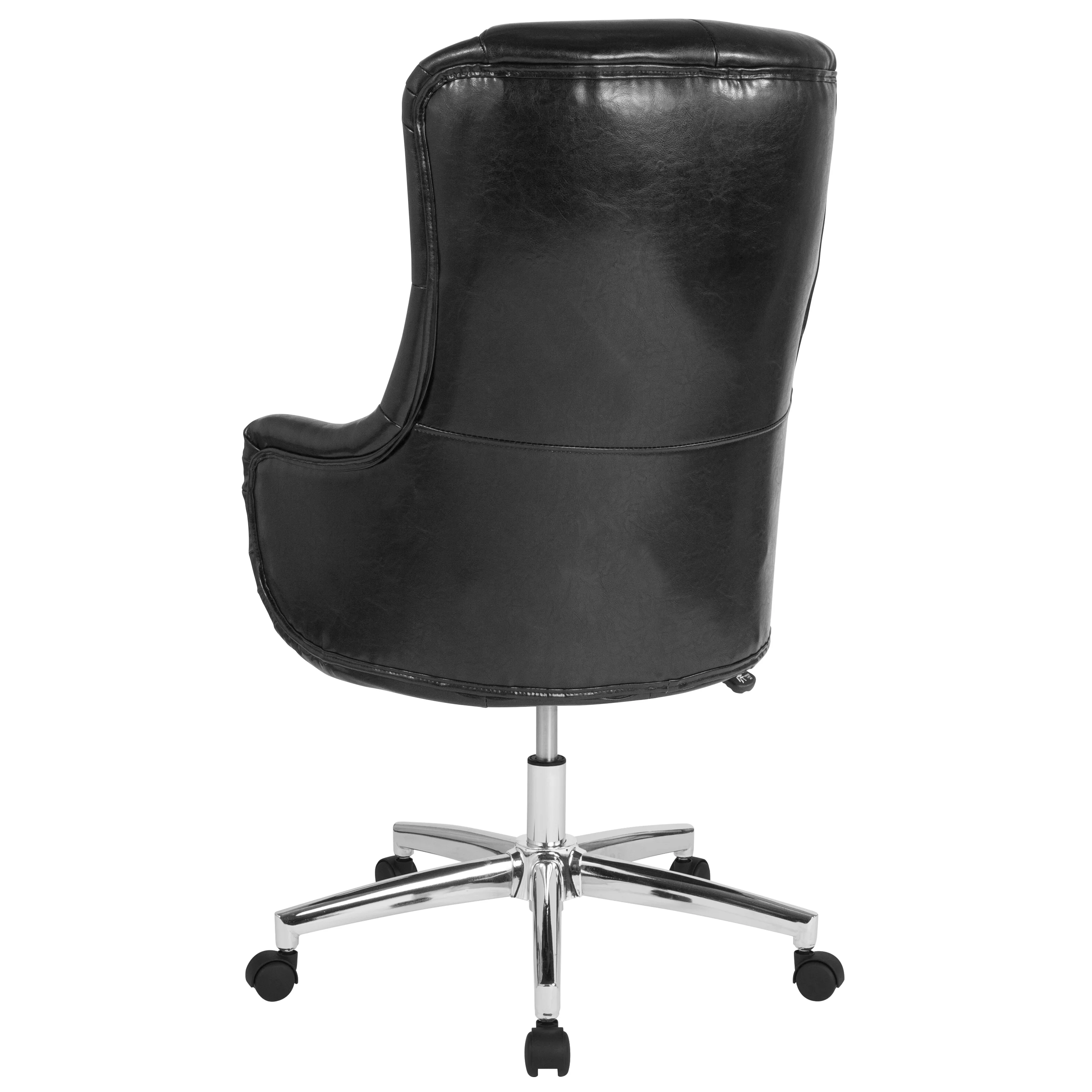 Flash Furniture Chambord Home and Office Upholstered High Back Chair in Black LeatherSoft