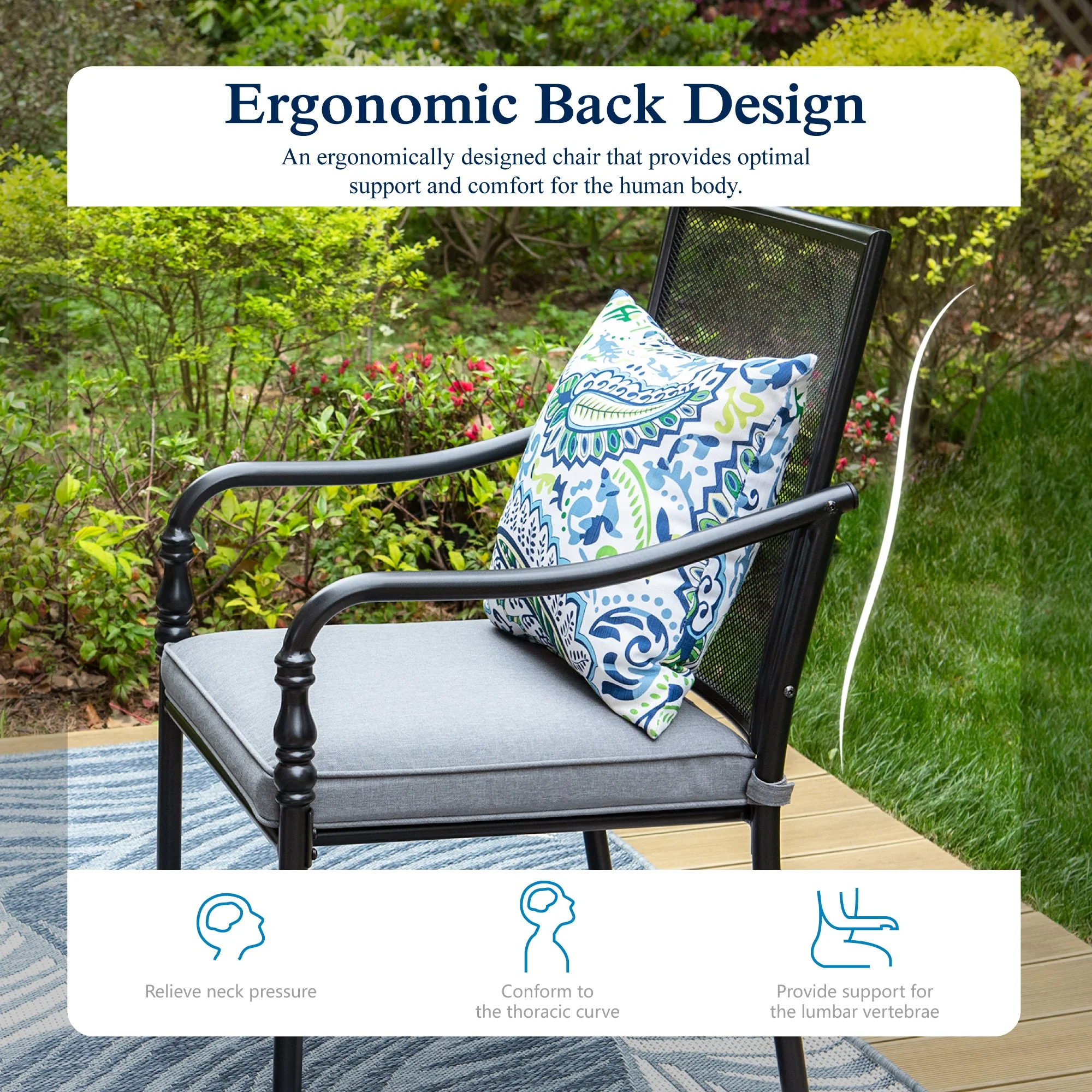 Sophia & William Metal Mesh Patio Dining Chairs with Cushions - Set of 8