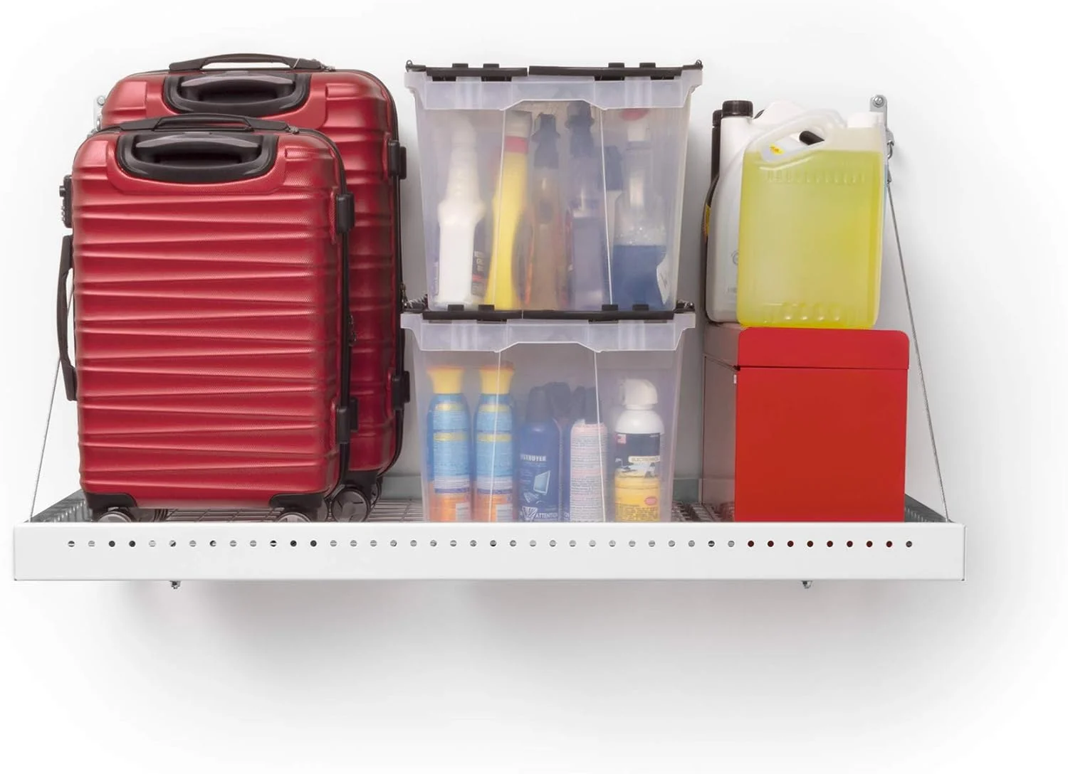 NewAge Products Pro Series White 2 ft. x 4 ft. Wall Mounted Steel Shelf (Set of 2), Garage Overheads, 40411