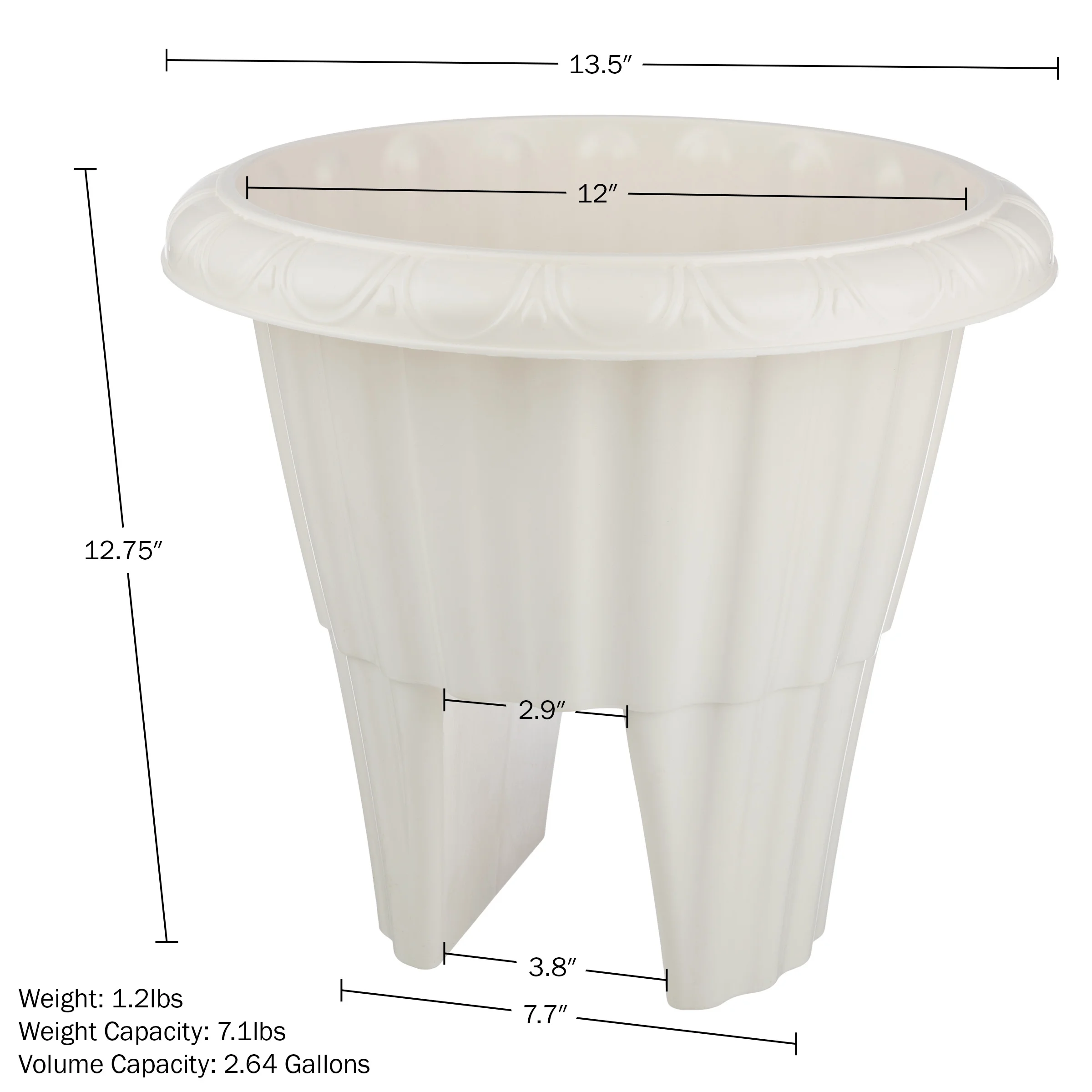Pure Garden 13.5in Railing Planter - 2.6- Gal Outdoor Flower Pot, White