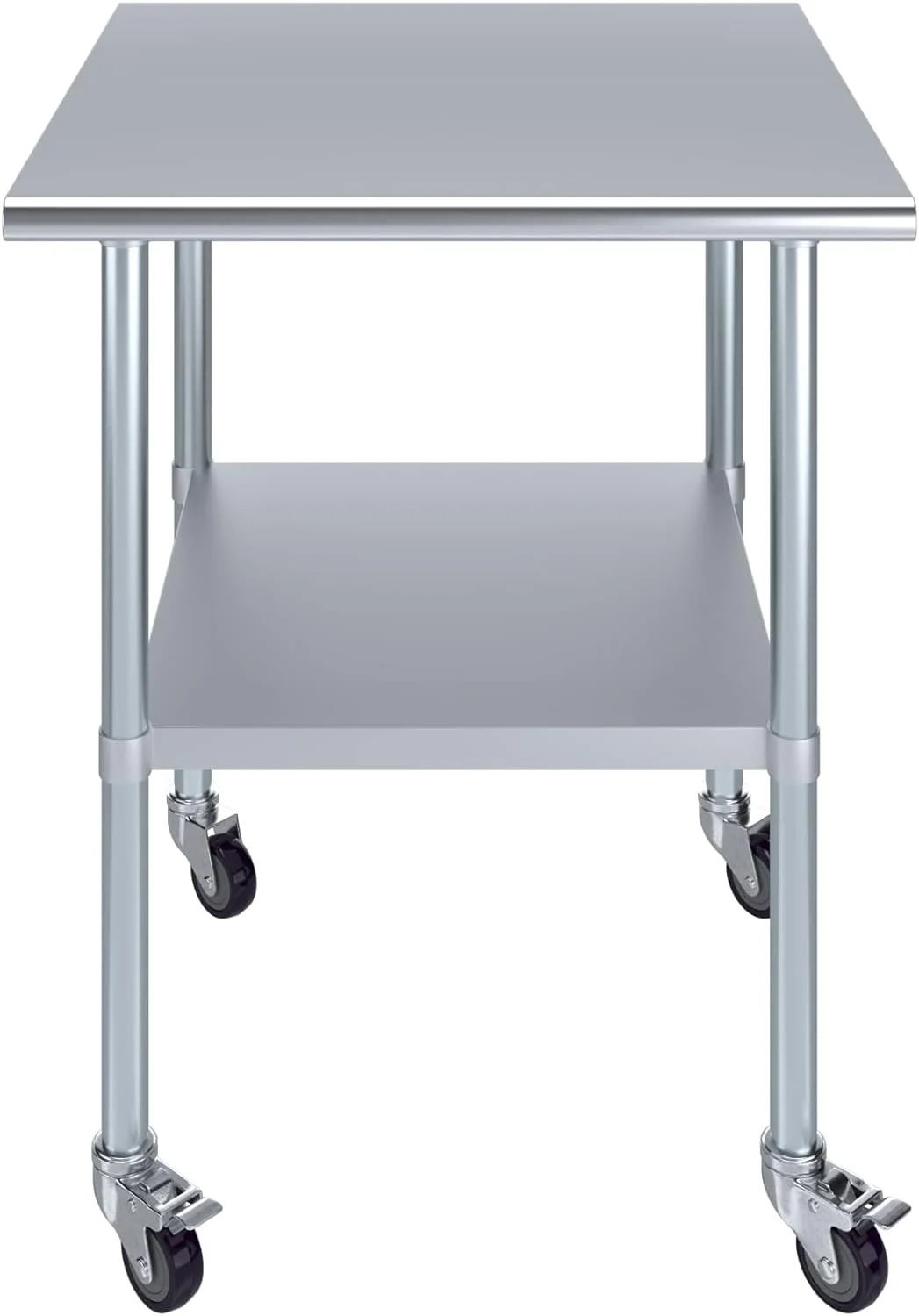 Stainless Steel Work Table With Casters | Work Station | Metal Utility Table On Wheels (Stainless Steel Work Table + Casters, 30