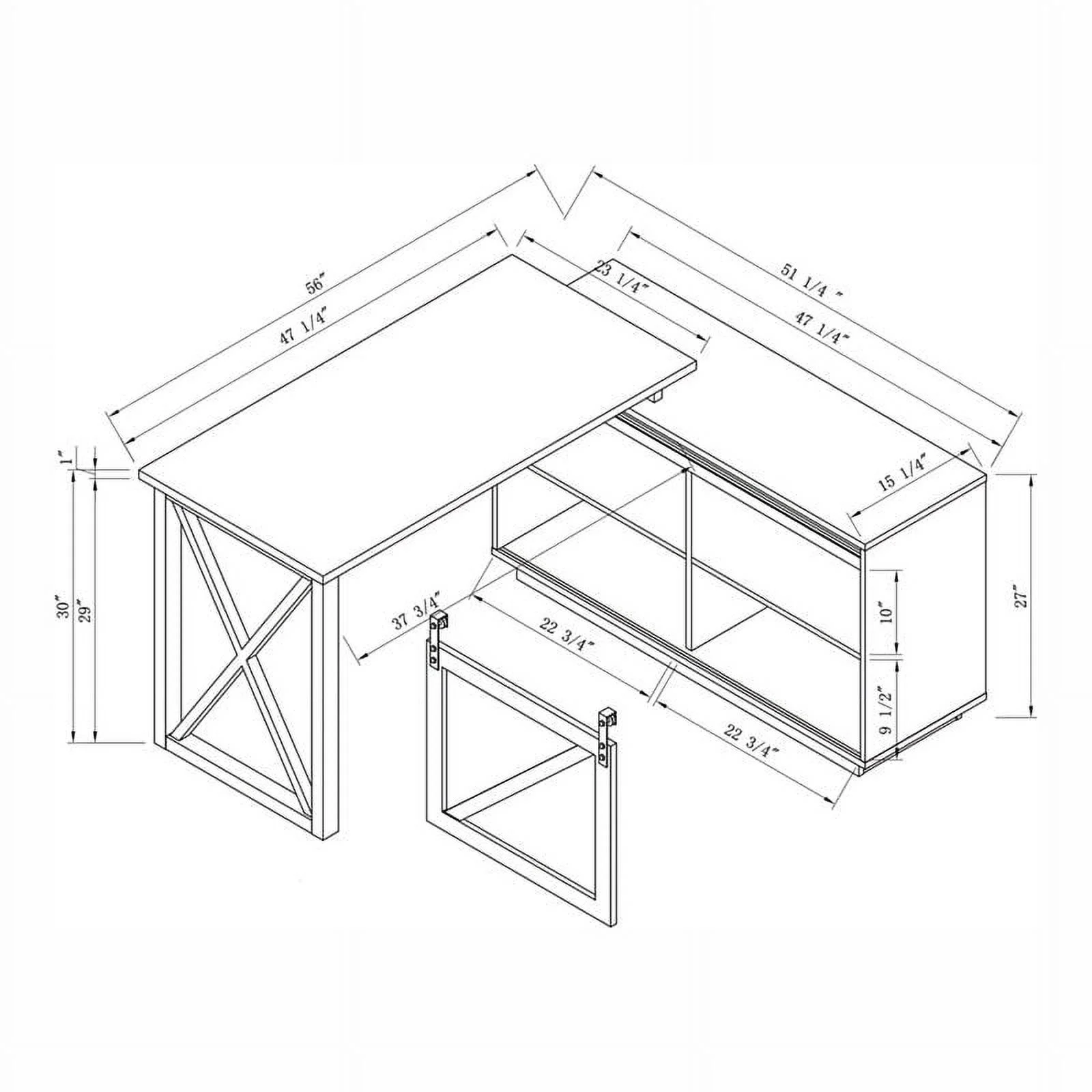 Furniture of America Oppen Transitional Wood L-Shape Desk in White Oak