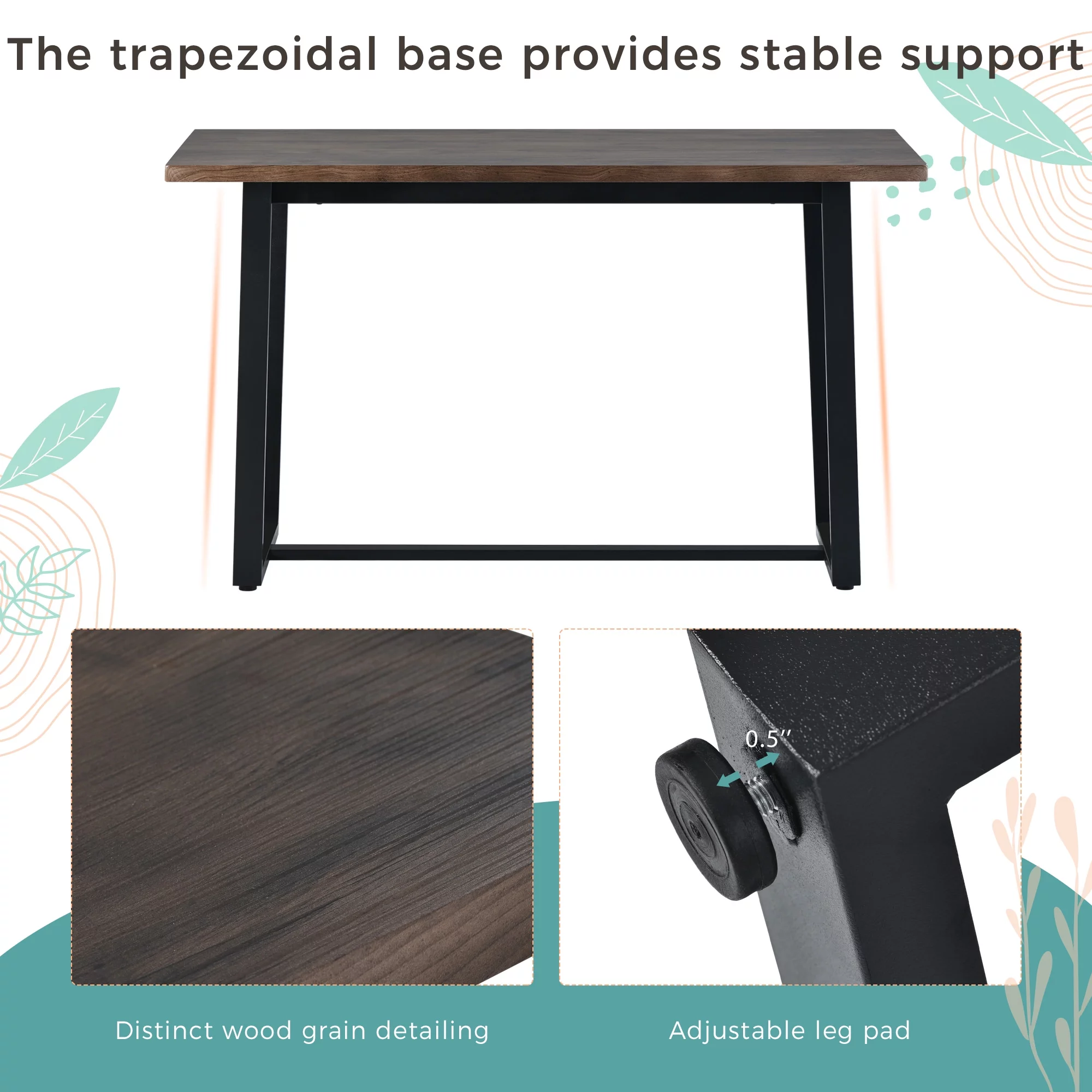 CoSoTower 7 Piece Industrial Dining Table Set Rectangular Table With 6 Dining Chairs Kitchen Table Set With Metal Frame, Rustic Brown