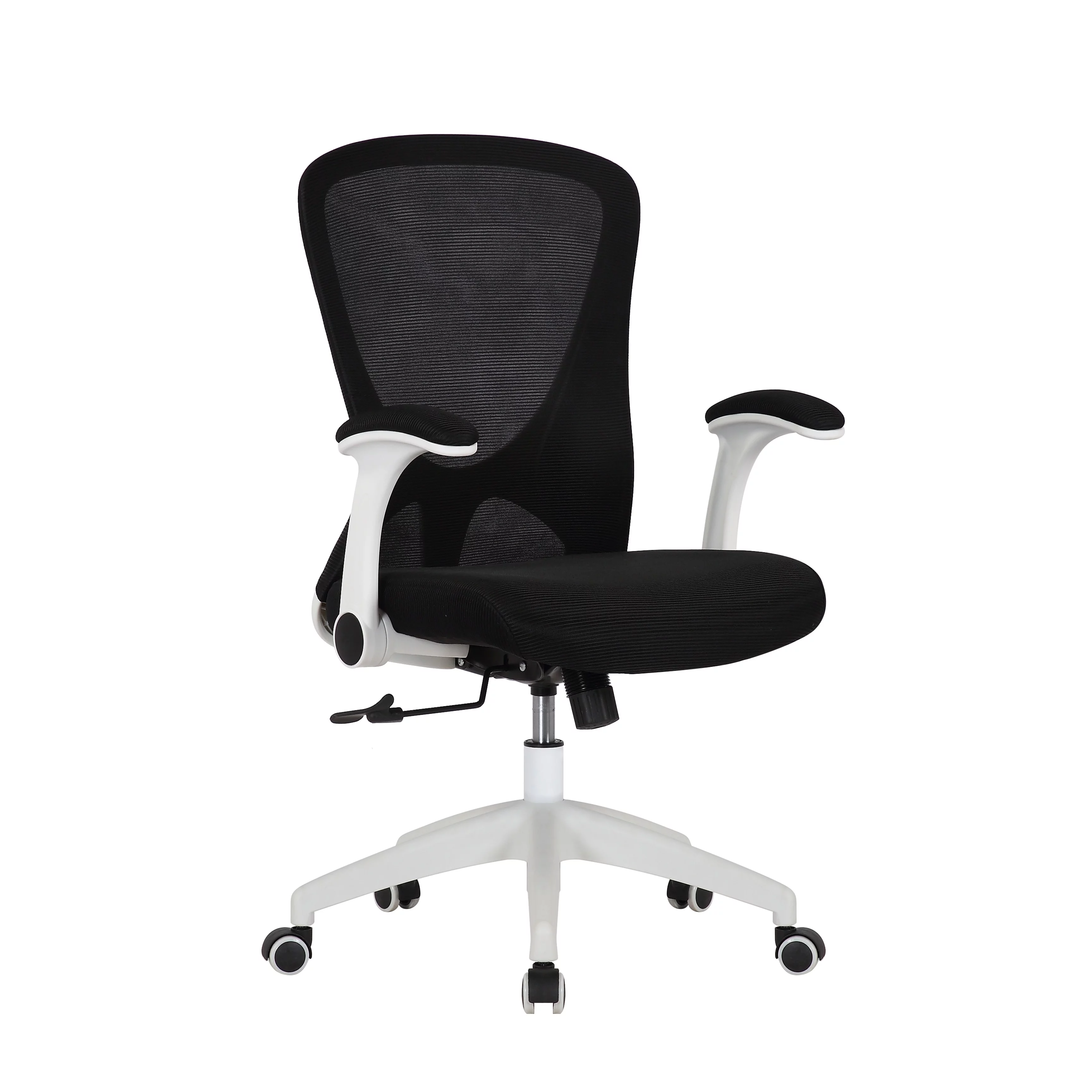 Porthos Home  Dario Swivel Office Chair, Lumbar Support, Flip-up Armrests Black