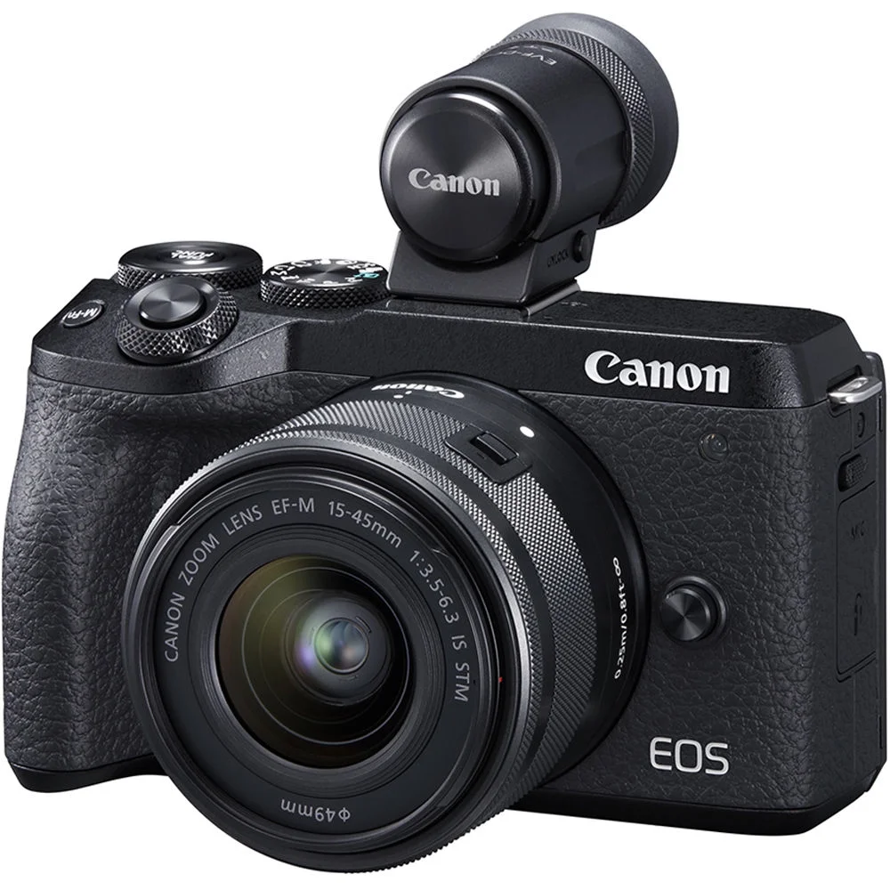 Canon EOS M6 Mark II Mirrorless Camera with 15-45mm Lens and EVF (Black)