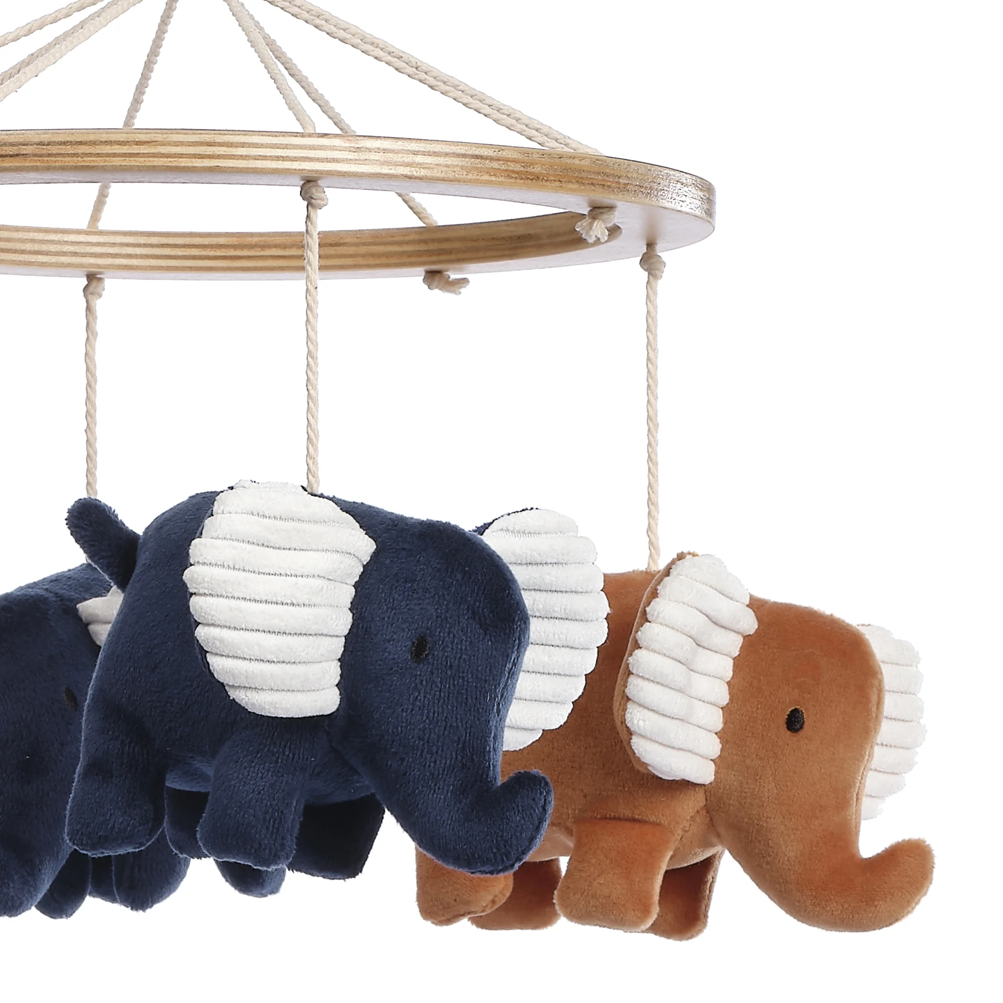 Lambs & Ivy Playful Elephant Blue/White Musical Baby Crib Mobile Soother Toy
