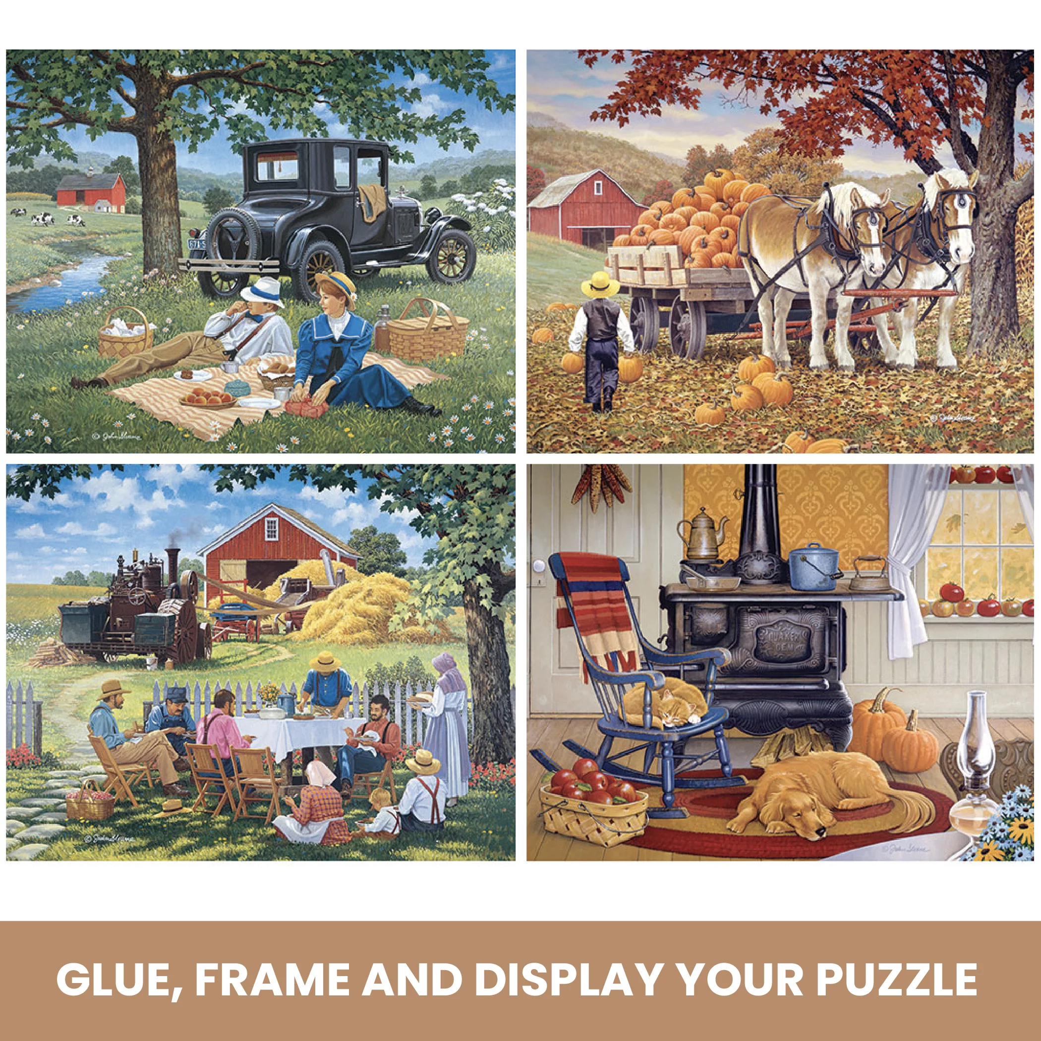 Bits and Pieces - 4-In-1 Multi-Pack Simpler Times 300 Piece Jigsaw Puzzles for Adults - Each Puzzle Measures 16 