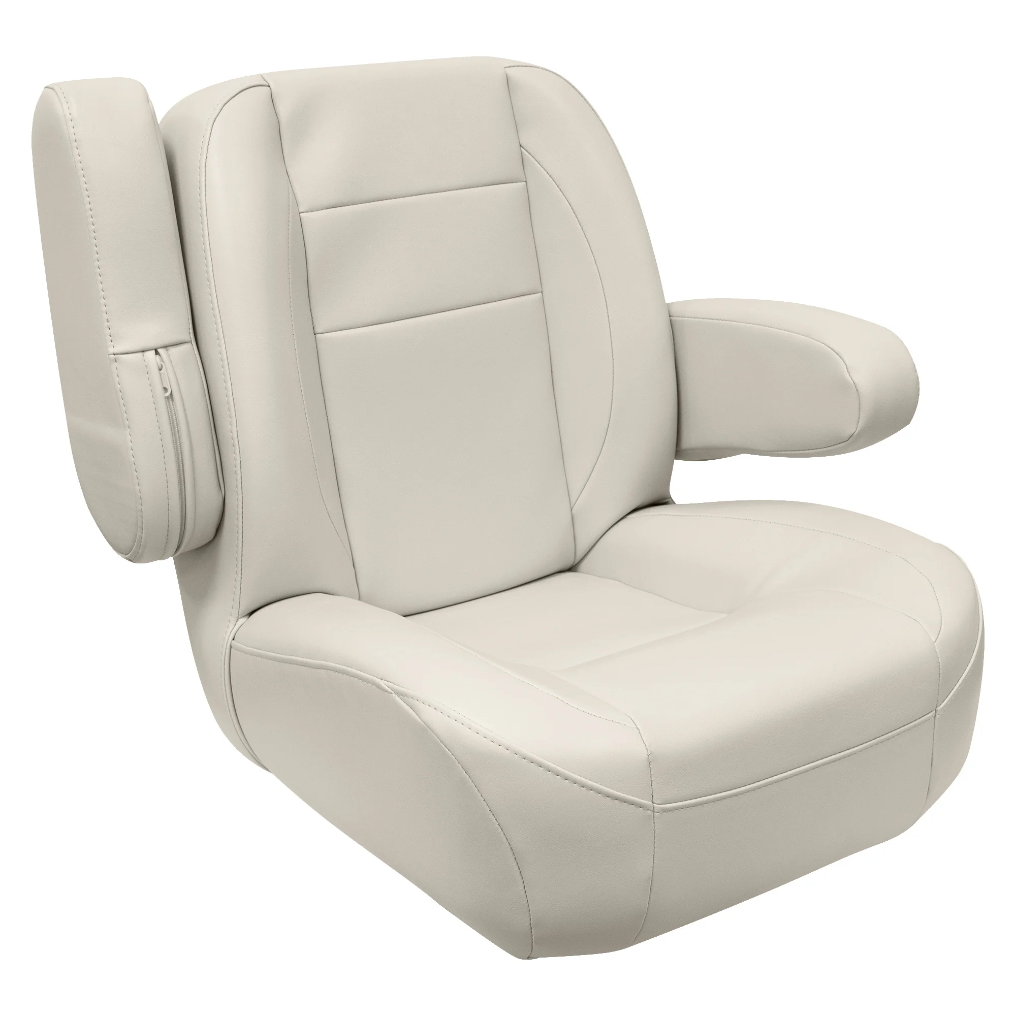 Wise 3127-990 Premier Series Mid Back Pontoon Helm with Flip Up Arm Rests, Platinum