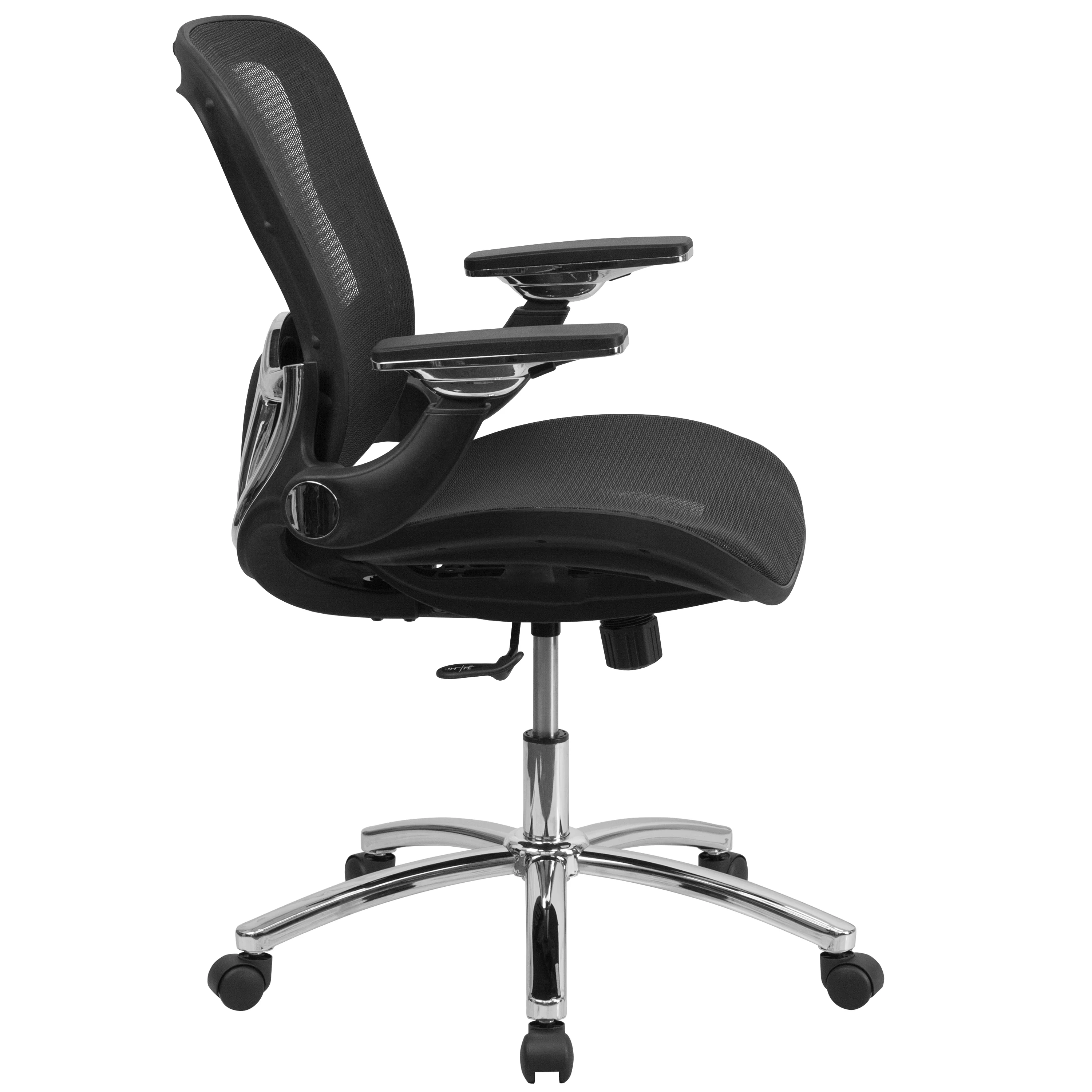 Emma + Oliver Mid-Back Transparent Black Mesh Synchro-Tilt Swivel Ergonomic Office Chair