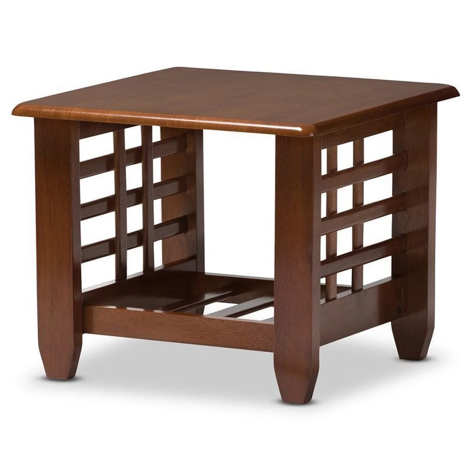 Bowery Hill Modern Wood End Table with Open Shelf in Cherry Brown