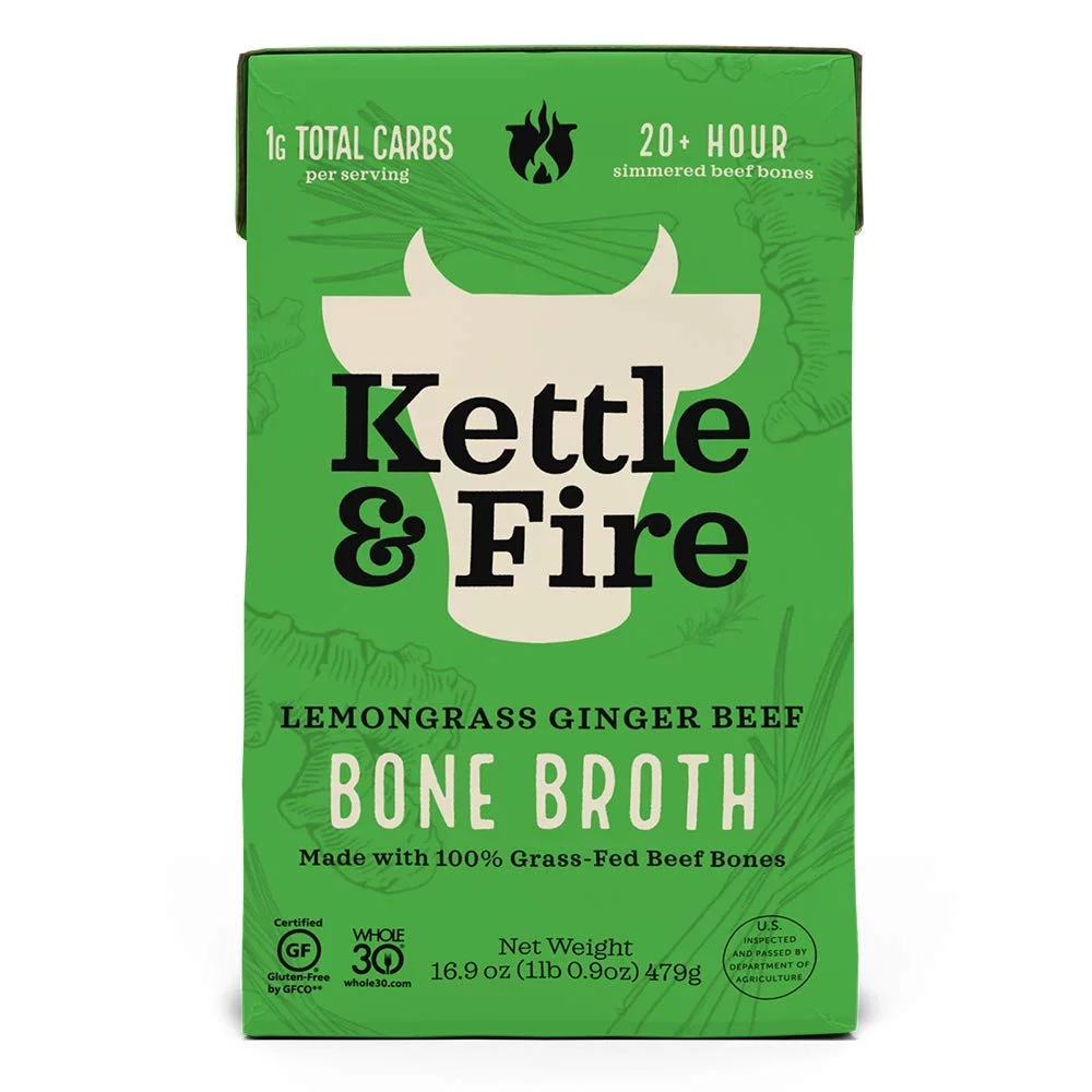 Kettle & Fire Lemongrass Ginger Beef Bone Broth 16.9 oz Pack of 4