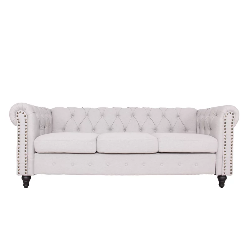 Home Square 2 Piece Set with Living Room Sofa and Chair in Light Gray