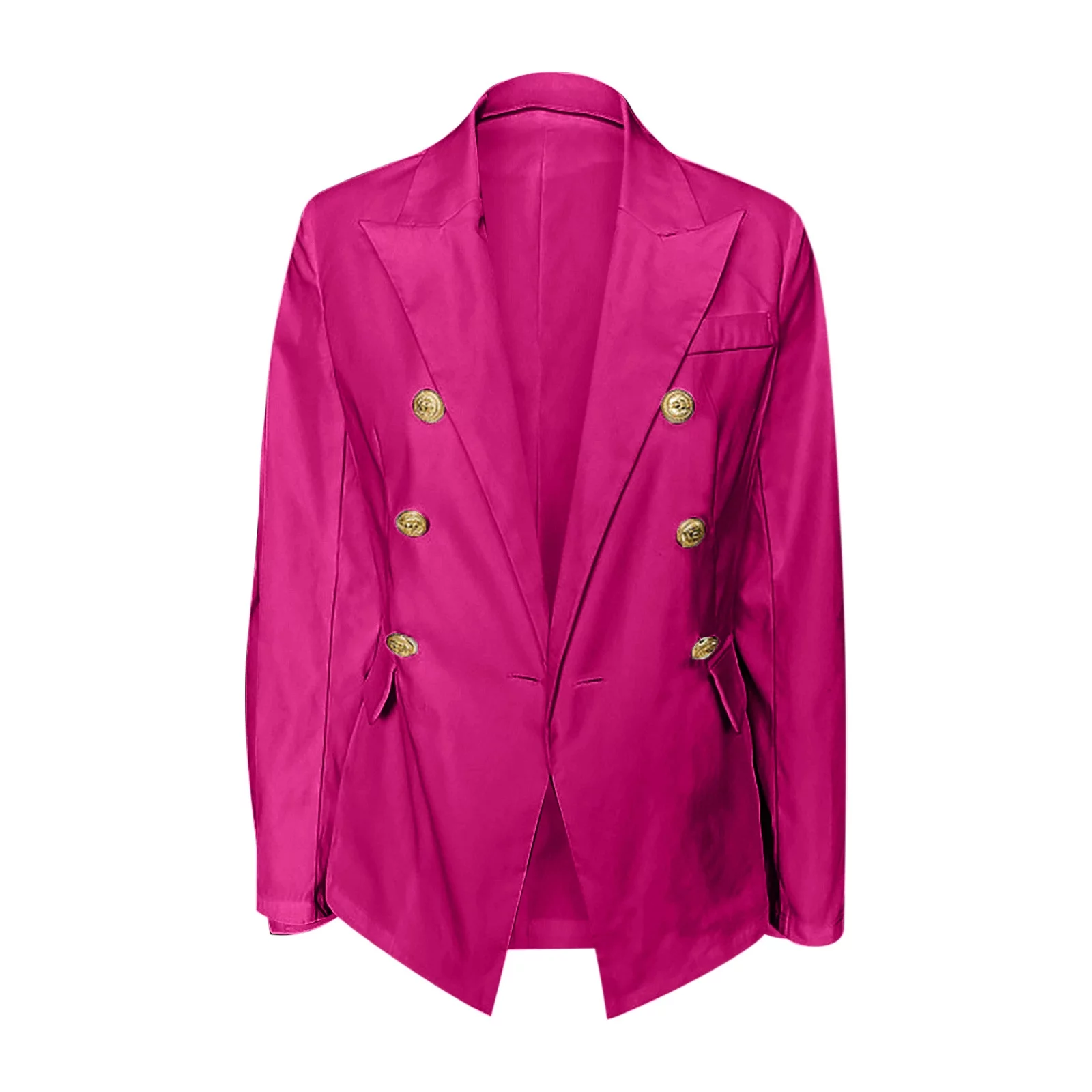 LoyisViDion Coat Women Buttons Long Sleeve Solid office Coat Cardigans Suit Jacket Long Outwear Hot Pink 10(XL)