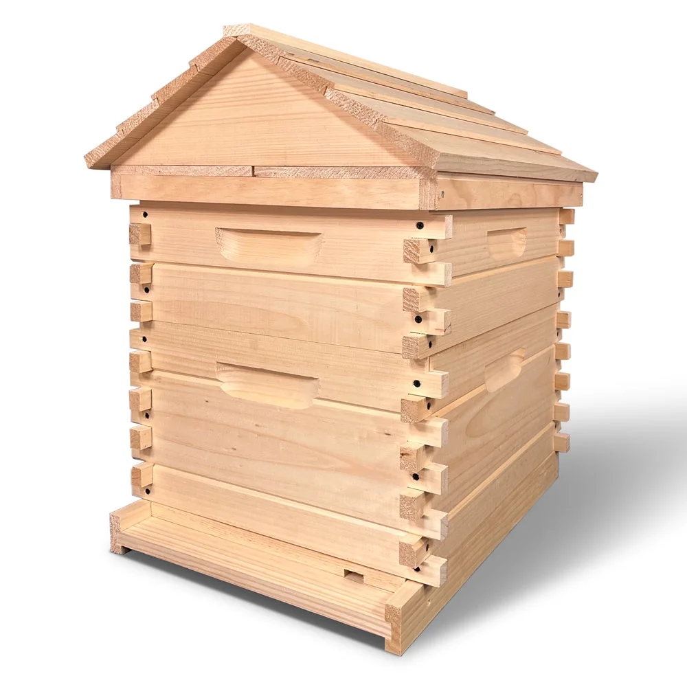 Log Cabin Style Langstroth Beehive (10 Frame 1 Deep Brood & 1 Medium Super)