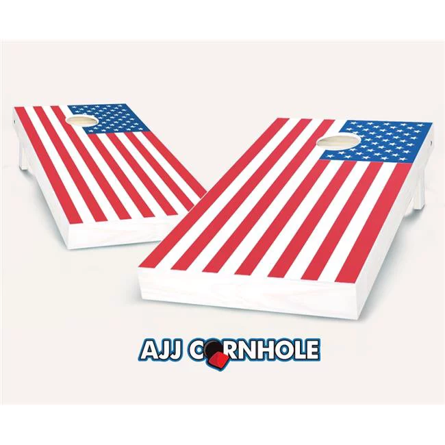 AJJCornhole  American Flag Cornhole Set with Bags - 8 x 24 x 48 in.