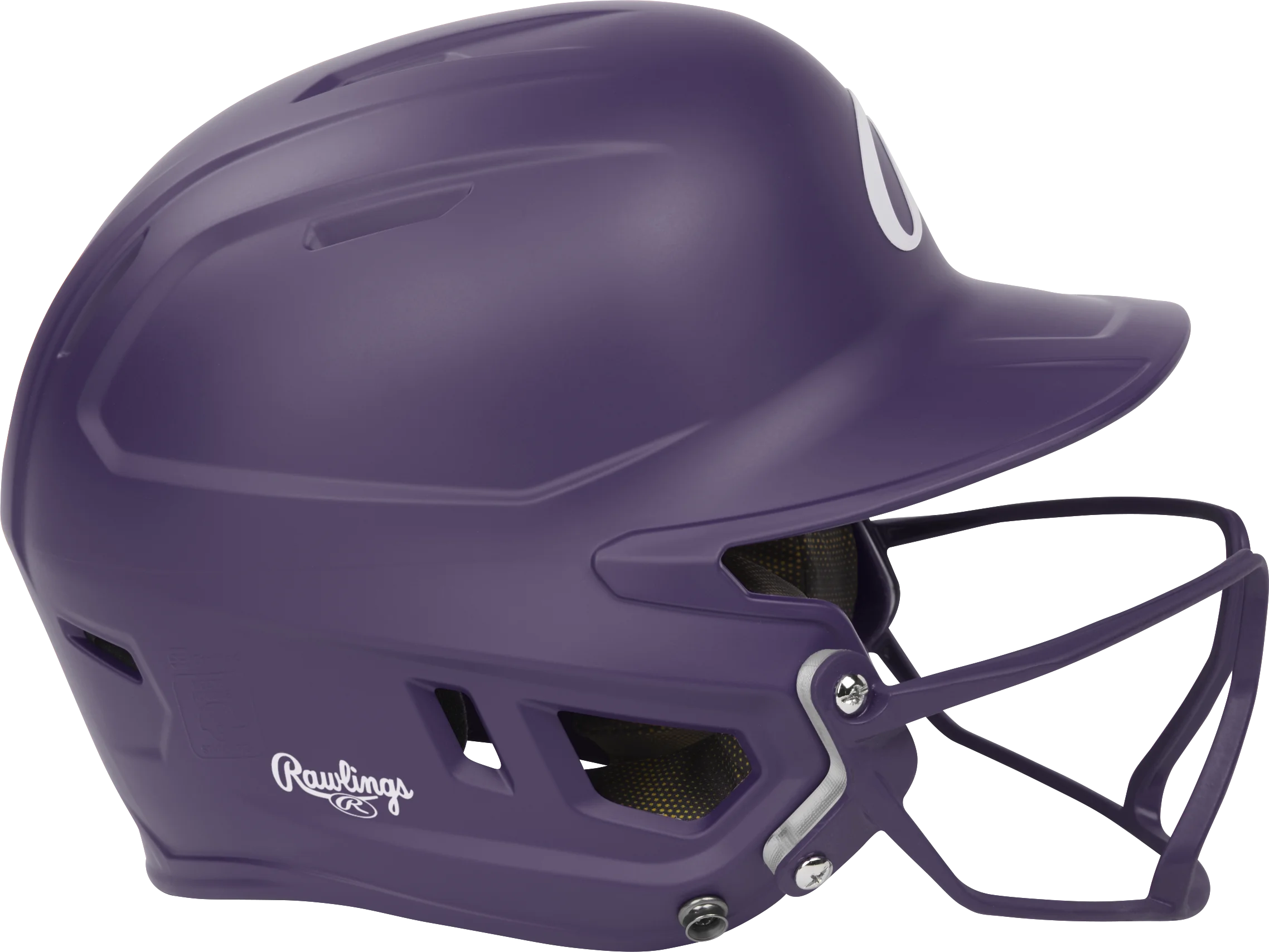 Rawlings Mach Hi-Viz 1-Tone Batting Helmet with Attached Face Guard - Matte | Purple | Junior