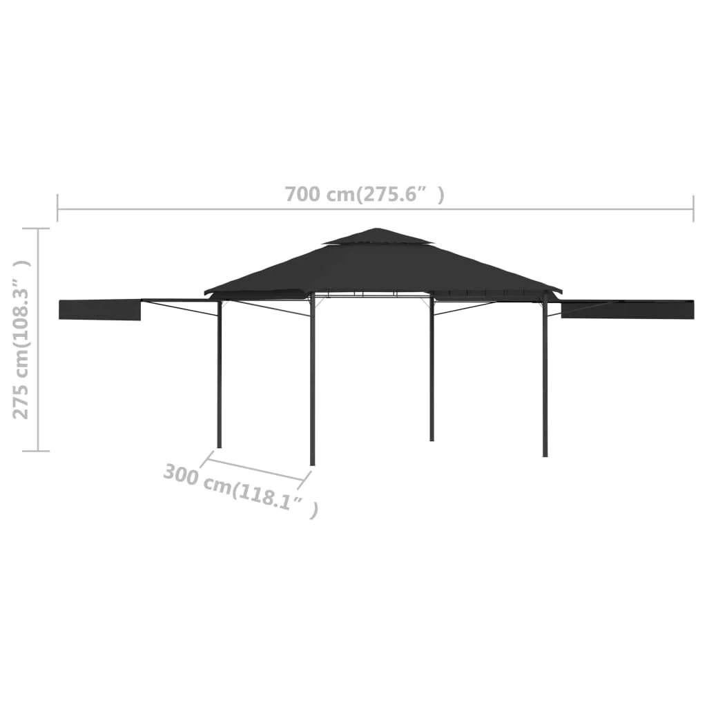 Gazebo with Double Extending Roofs 9.8'x9.8'x9' Anthracite 0.6 oz/ft2