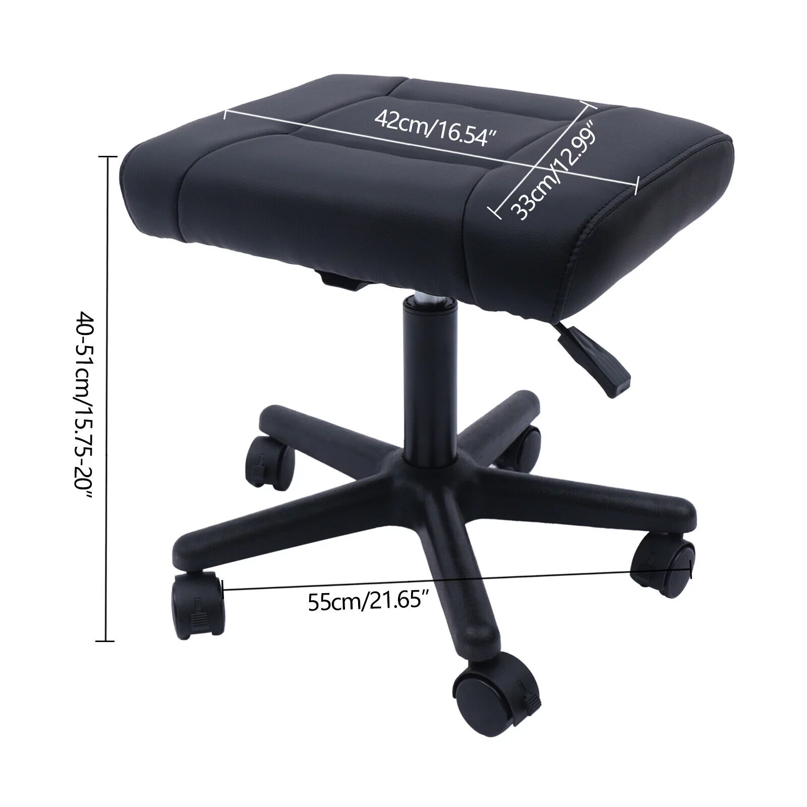 12cm Height Adjust Footrest Stool w/Wheel,Under Table Ottoman Foot Stool 360° Rolling,Hydraulic Footrest Lockable for Home Office Desk