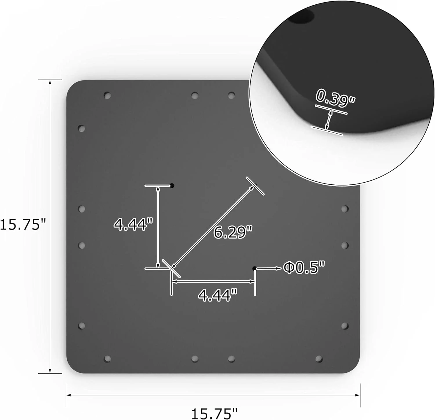PURPLE LEAF 15.75'' Square Patio Umbrella Steel Plate Base, 15.75