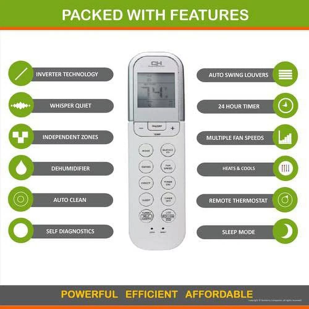 Cooper & Hunter Mini Split Air Conditioner Heat Pump 2 Zone 18000 24000 BTU