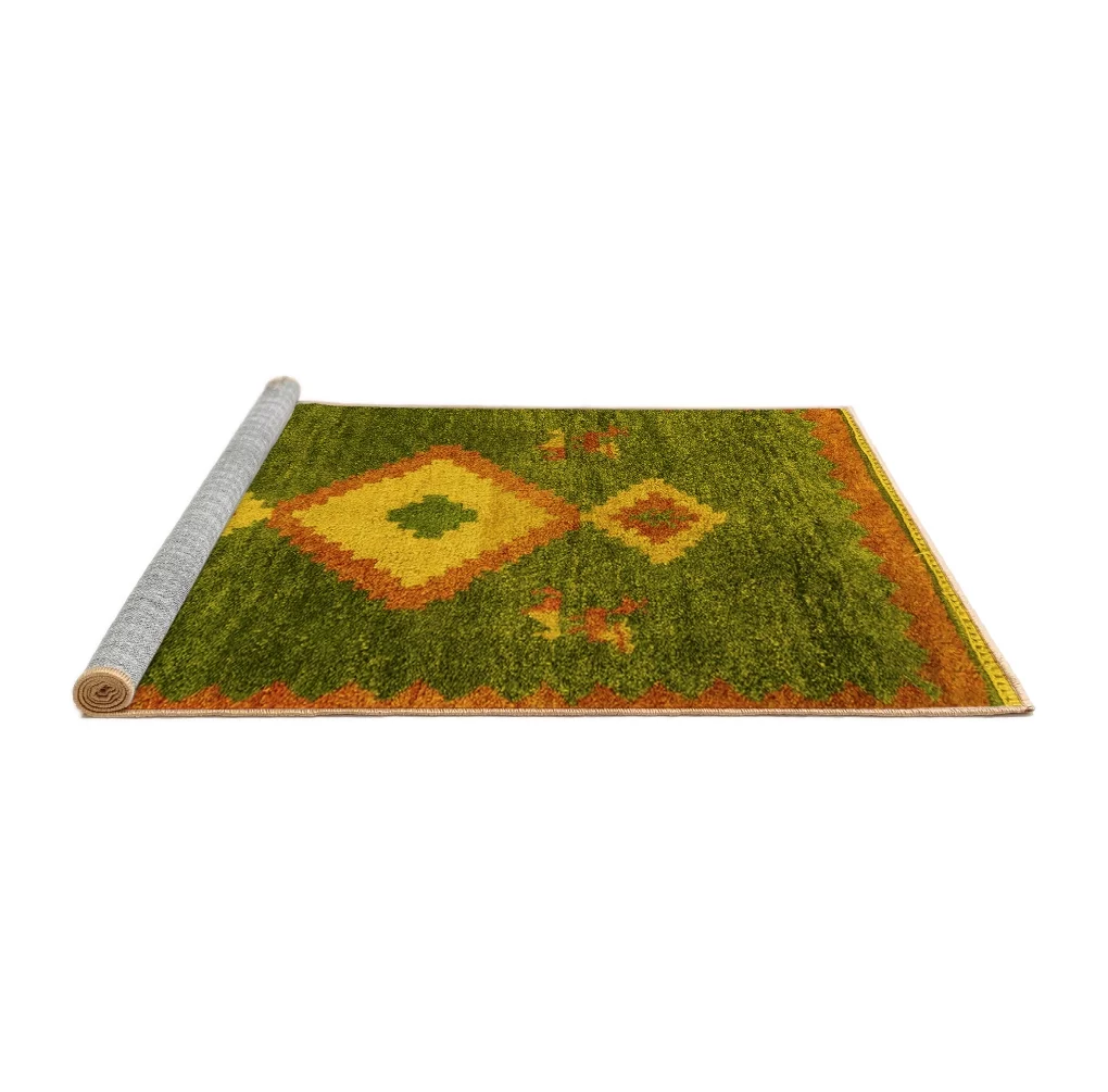 Ahgly Company Machine Washable Indoor Rectangle Southwestern Yellow Country Area Rugs, 5' x 7'