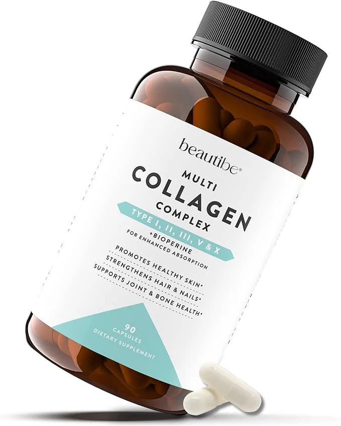 Collagen Pills for Women & Men (Types I, II, III, V & X) - Hydrolyzed Multi Collagen Pills - Collagen Peptides Capsules for Hair, Skin, Nails, Joints & Bones - Bioactive Complex Supplement - BeautiBe