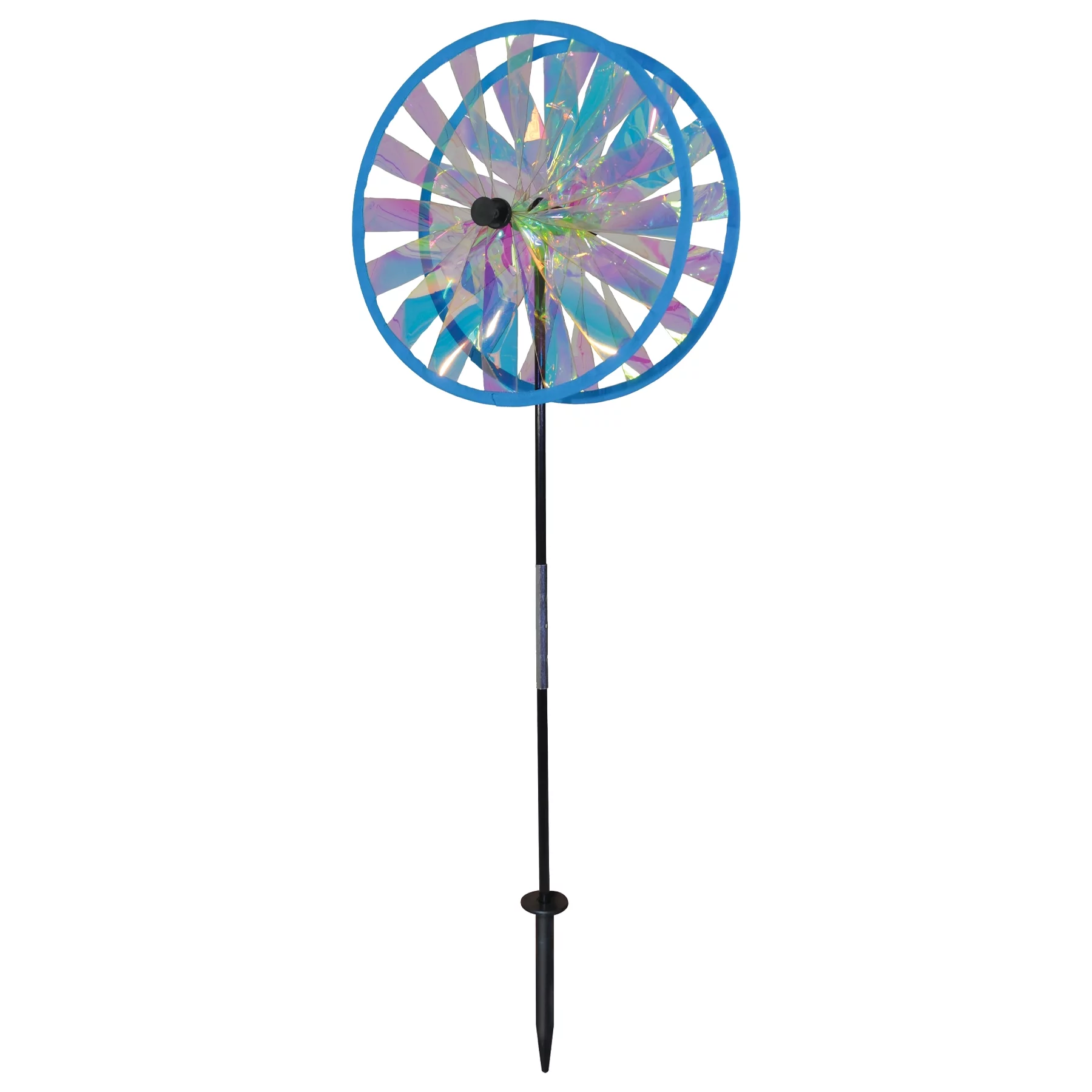 In the Breeze 2688 — 13-Inch Iridescent Sparkle Duo Wheel Spinner - Colorful Wind Spinner for your Yard and Garden