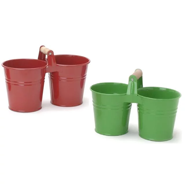 Houston International Trading 8122E AG-XR S-2 Enameled Galvanized Double Planter - Set of 2
