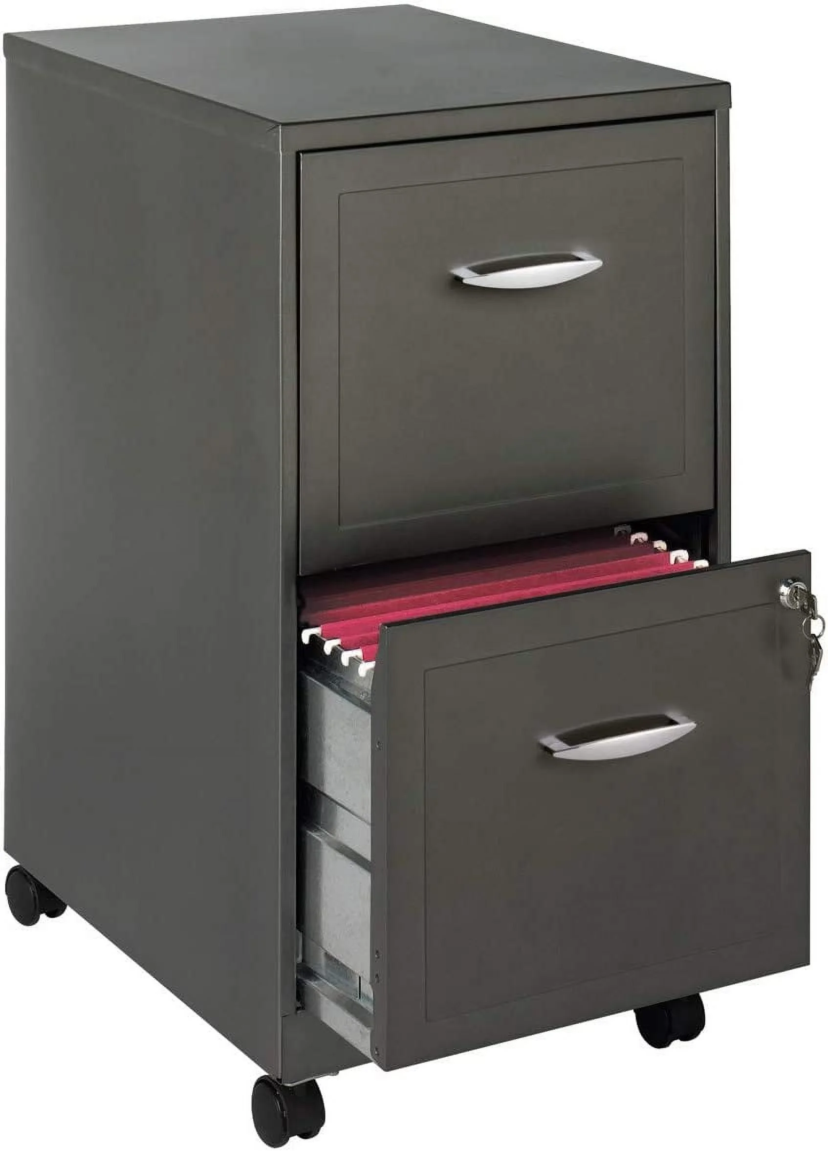 TJCGDTY 18" 2 Drawer Mobile Smart SOHO Vertical File Cabinet  Metallic Charcoal