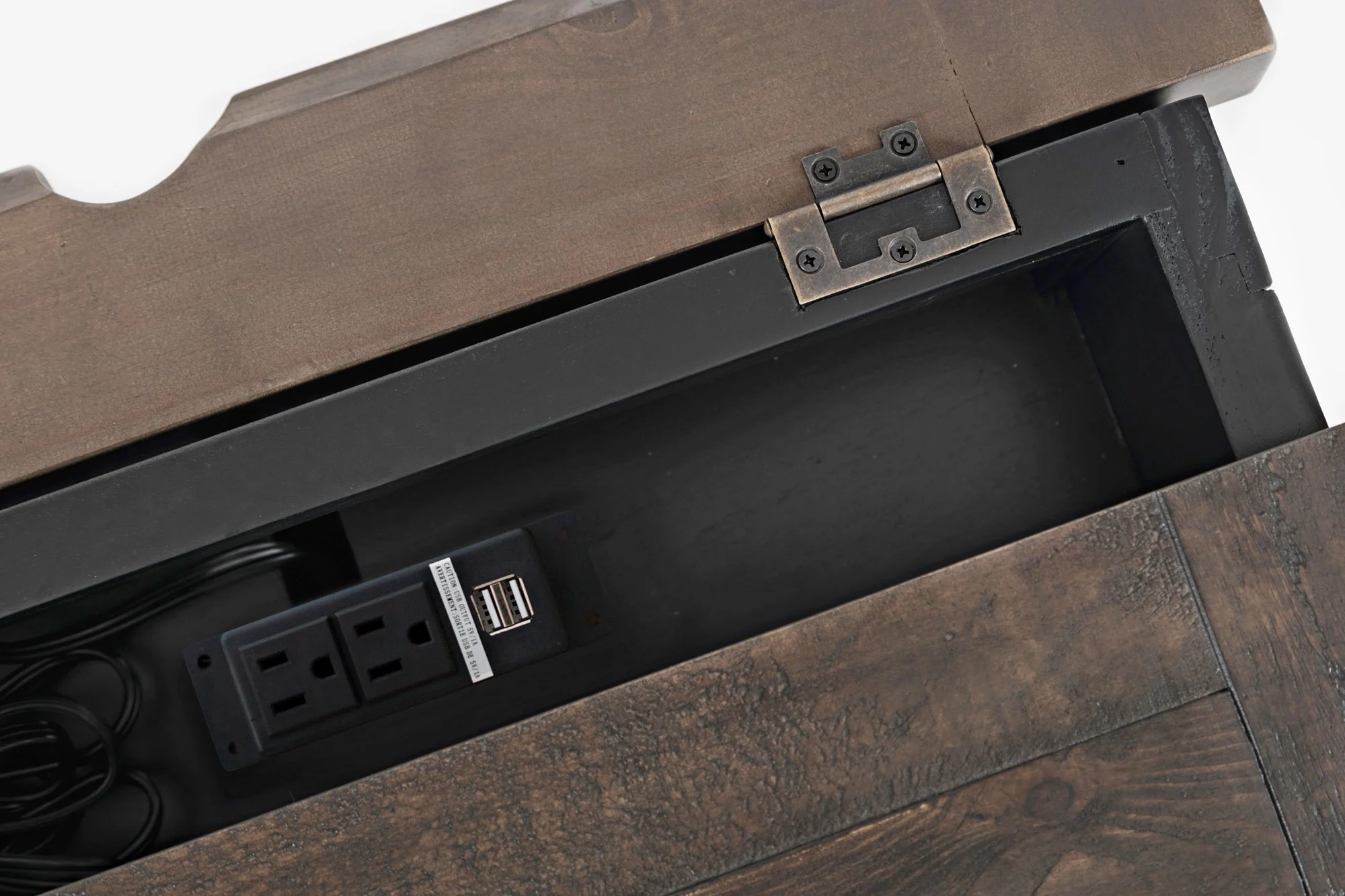 Jofran Madison County Rustic Reclaimed Pine Farmhouse USB Charging Nightstand