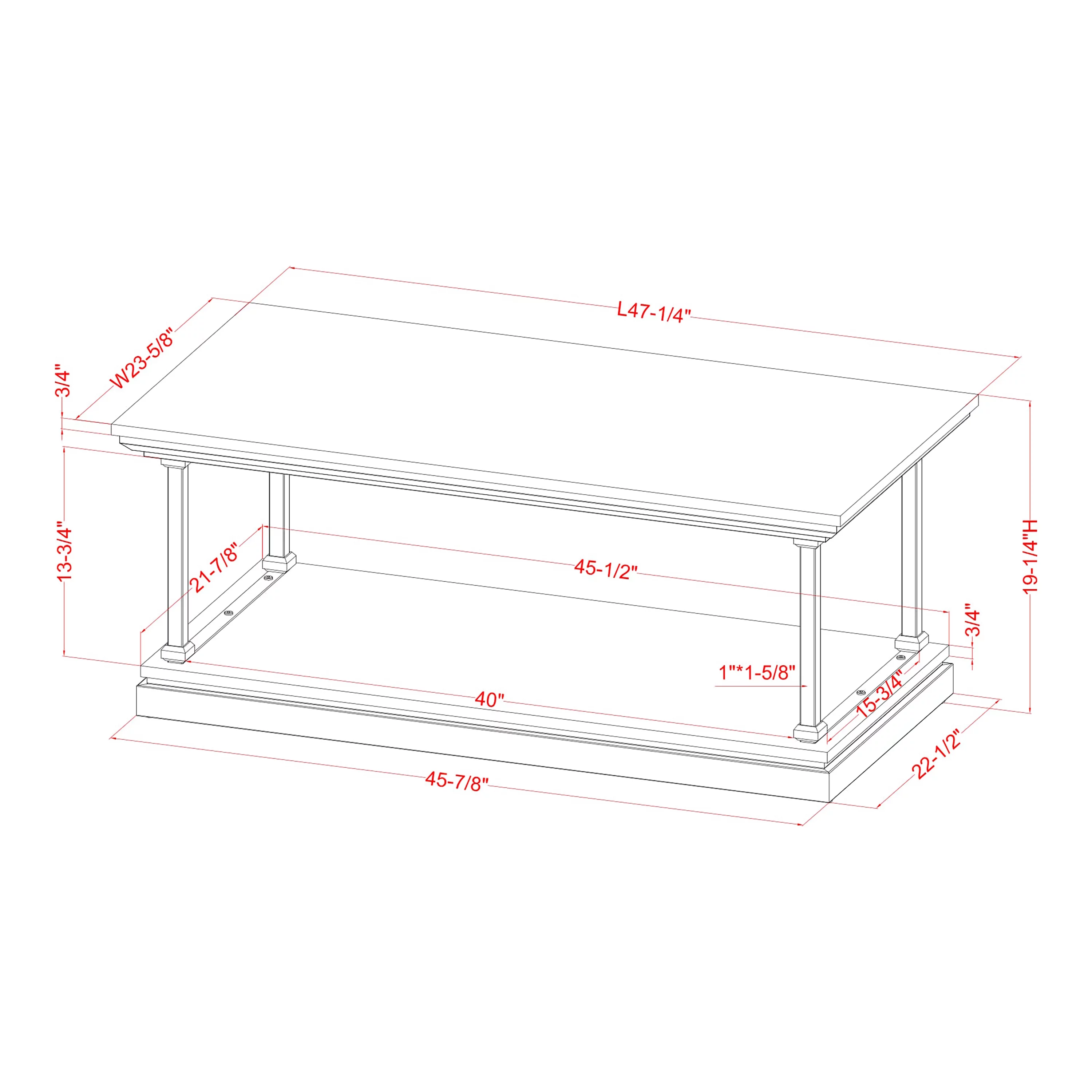 Furniture of America Laem 1-Shelf Coffee Table, Antique White