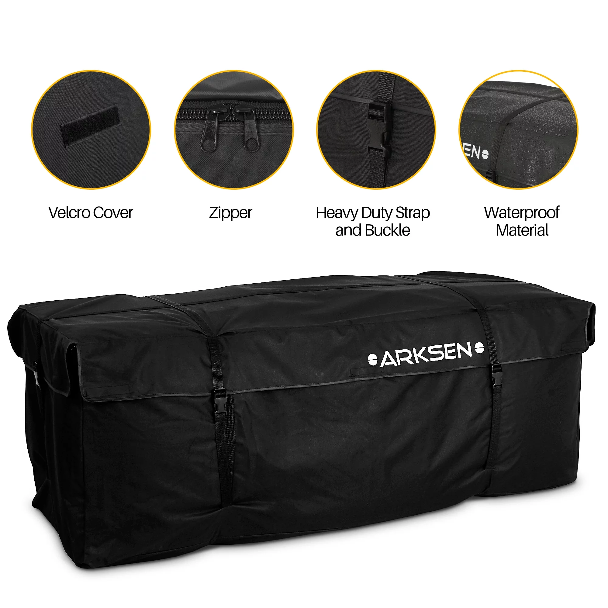 ARKSEN Water Proof Cargo Bag, Cargo Net, Heavy Duty 304 Stainless Steel Hitch Tightener Anti-Rattle Stabilizer, 16FT Ratchet Lashing Straps Combo Set