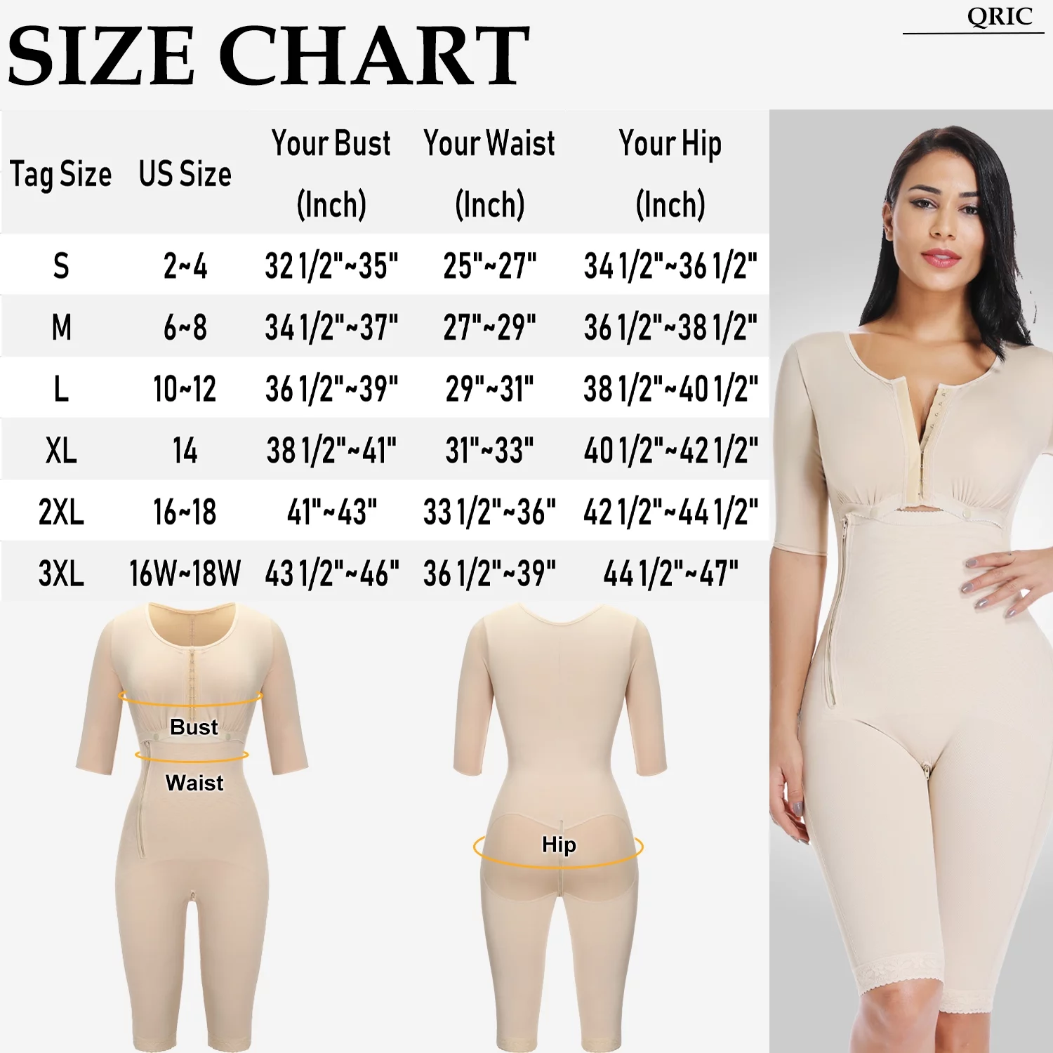 QRIC Postpartum Post Surgery Girdles for Women Shapewear Full Bodysuit Fajas Colombianas Reductoras y Moldeadoras