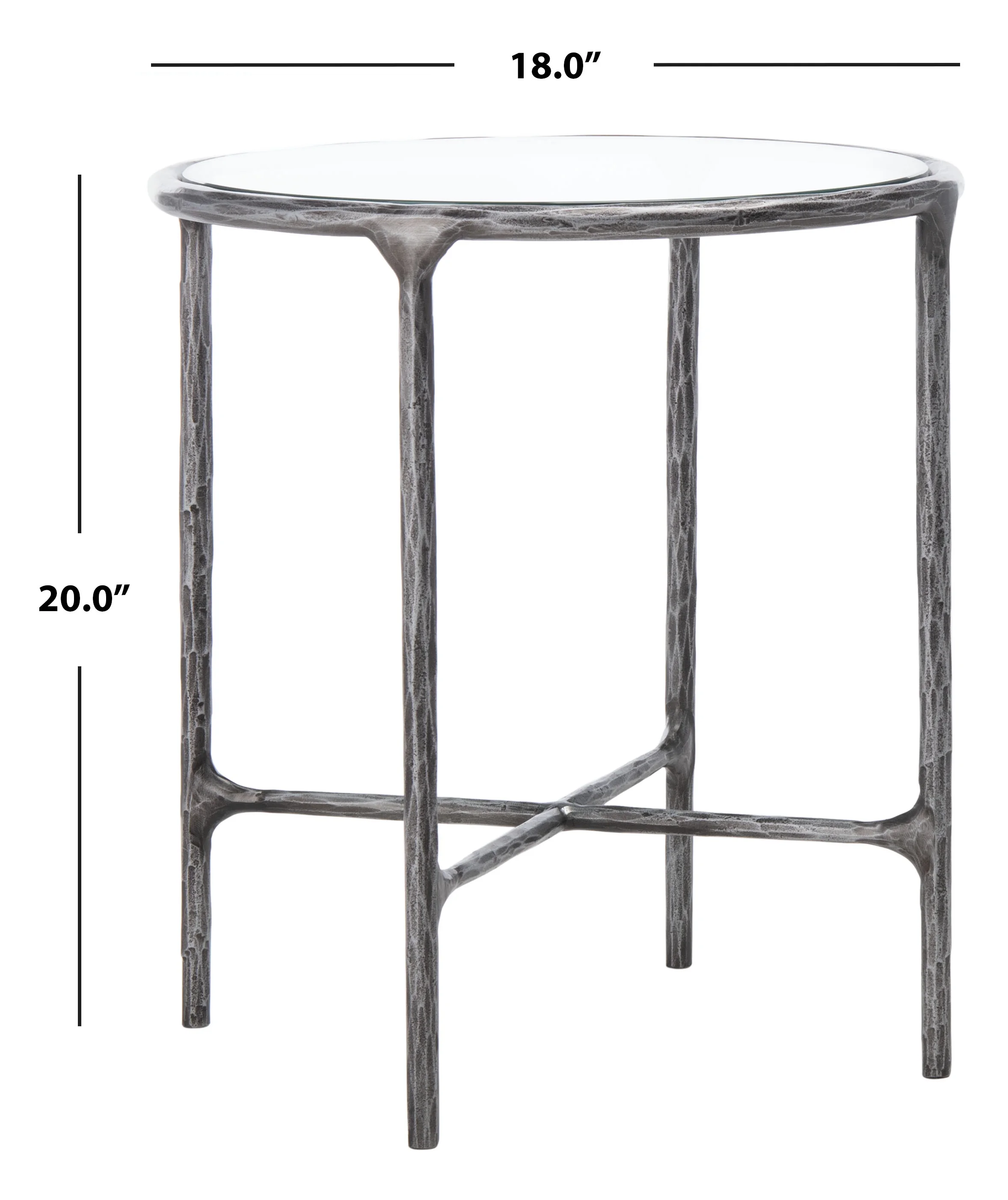 SAFAVIEH Couture Jessa Glam Glass Top Metal Round End Table, Silver