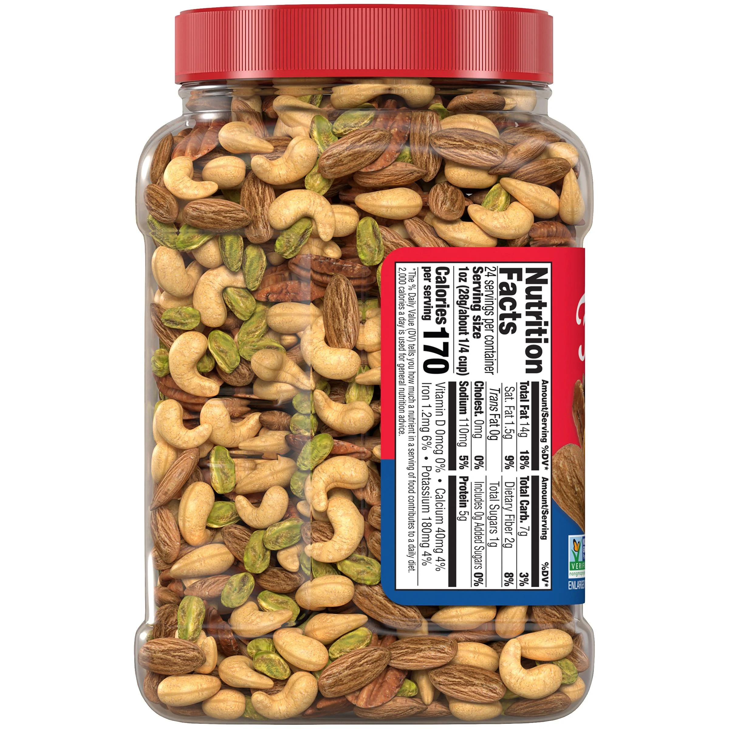 Fisher Snack Oven Roasted Never Fried, Non-GMO, Deluxe Mixed Nuts, 24 oz Resealable Jar