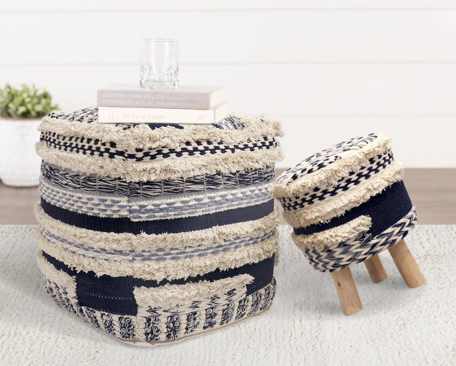 Pasargad Grandcanyon Collection Cotton Pouf