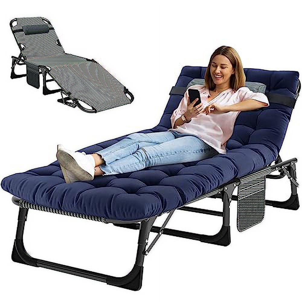 MOPHOTO Folding Chaise Lounge Chair 5-Position, Folding Cot, Heavy Duty Patio Chaise Lounges for Outside, Poolside, Beach, Lawn, Camping