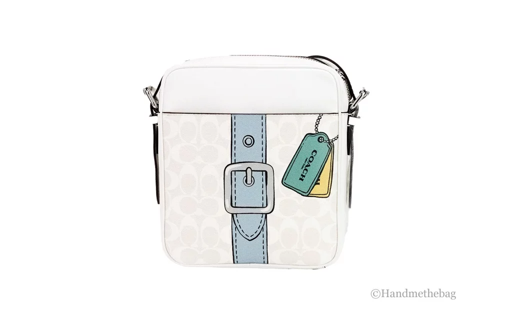 Coach (CH200) Hudson 21 Medium Chalk Trompe L'oeil Print Coated Canvas Handbag