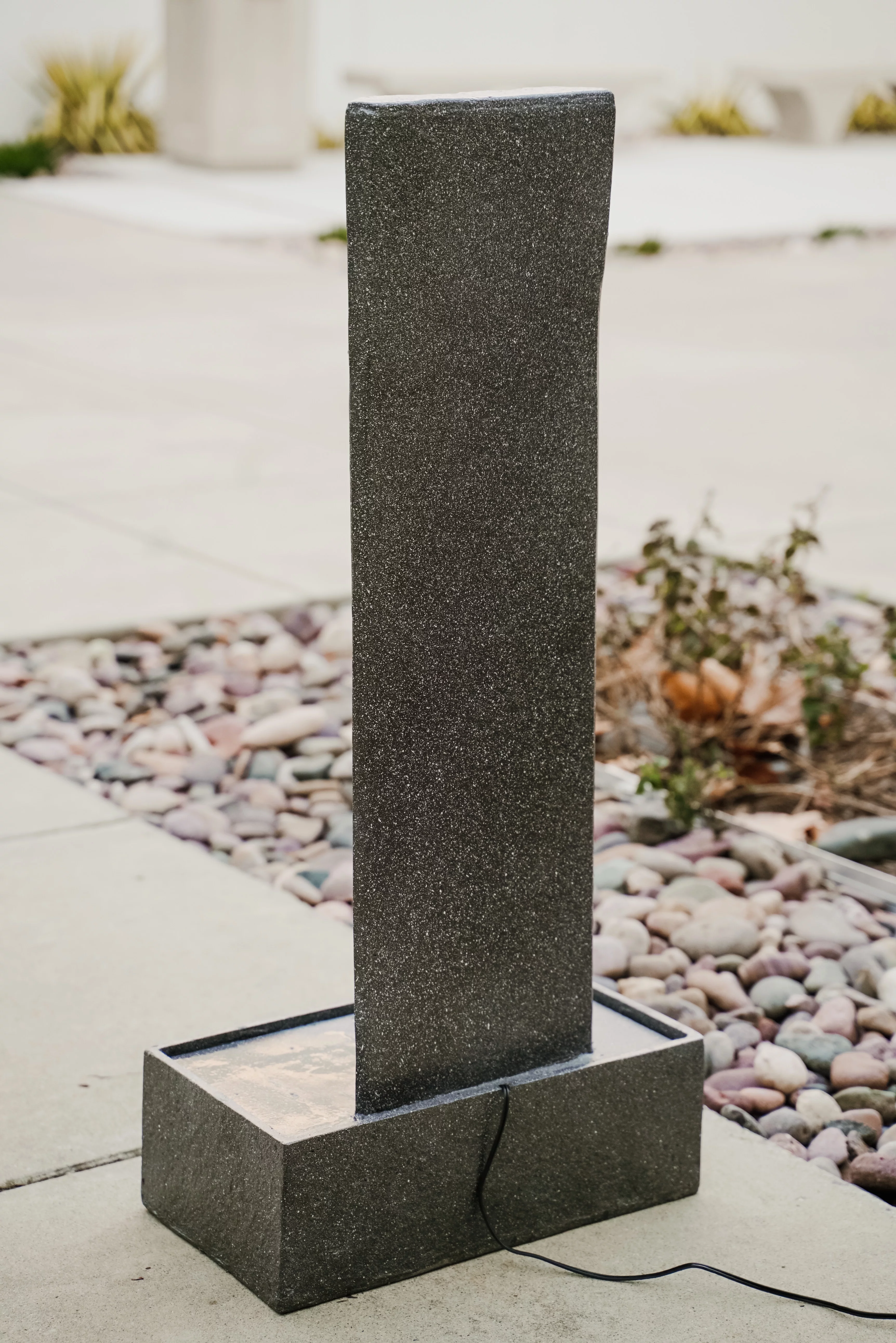 XBrand Free Standing Tall Water Fountain w/Pedestal, Indoor Outdoor Décor, 40 Inch Tall, Grey and Black