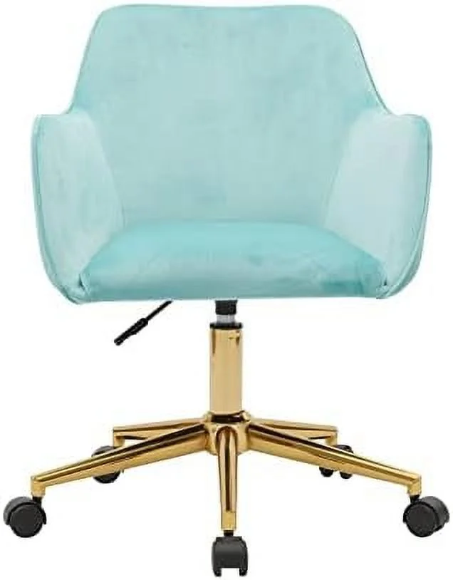 HYHBIBOOM Home Office Chair  Velvet Desk Chair Modern Adjustable Swivel Chair  Upholstered Task Chair Accent Chair Executive Chair Vanity Desk Chair  Yellow & Gold