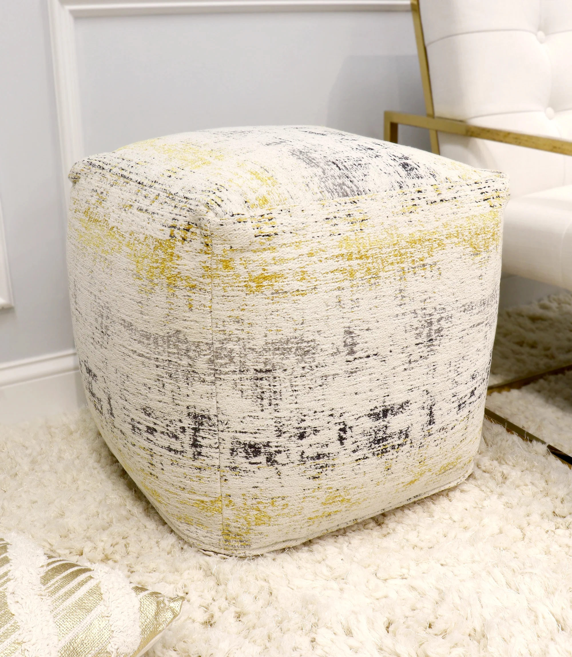 Pasargad Home Grand Canyon Distressed Cotton Pouf - 20 x 20 x 20 in.