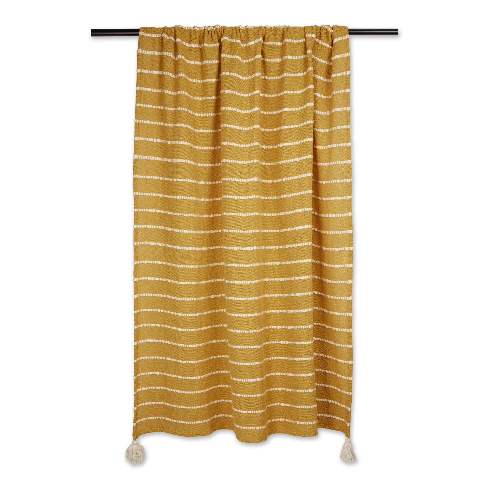 DII Multi-Color Honey Gold and Off White Slub Stripe Cotton Throw 50x60